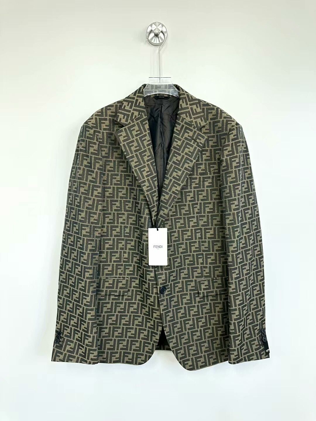 Fendi fendi brown classic logo single-breasted blazer Size US L / EU 52-54 / 3 - 1 Thumbnail
