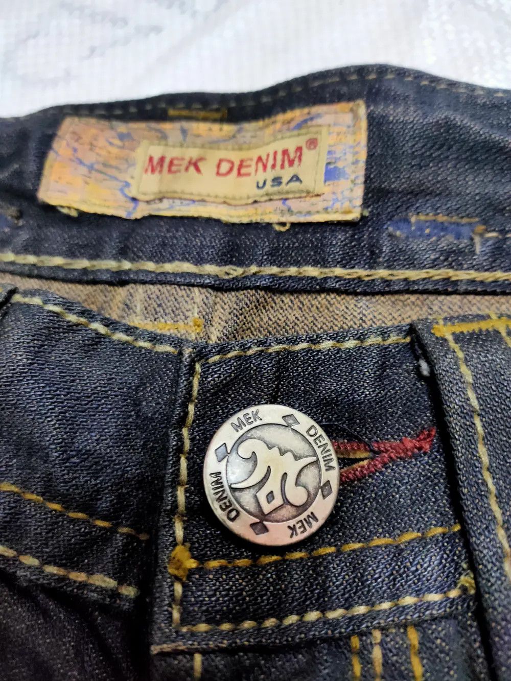 MEK Mek japanese distressed low waist denim Size US 33 - 3 Thumbnail