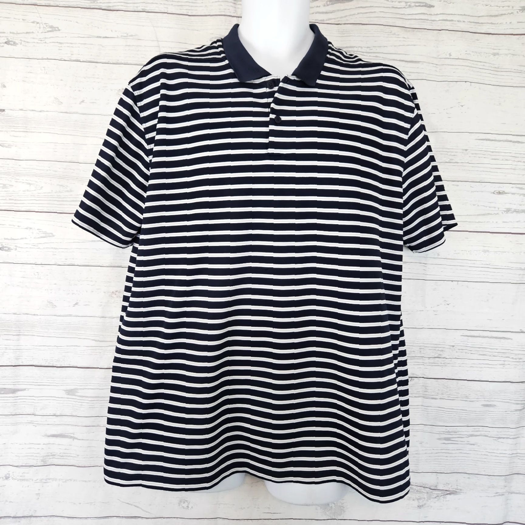 Nike Nike Mens Polo Dri-Fit Short Sleeve XL Blue White Stripe Shirt Size US XL / EU 56 / 4 - 2 Thumbnail