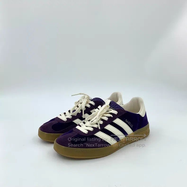 Gucci Gucci Dark purple suede lacing casual flat shoes German tr Size US 5.5 / IT 35.5 - 1 Thumbnail