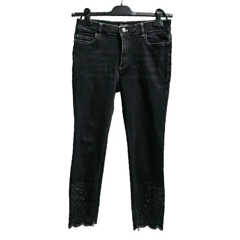 Chanel Chanel Black Gray Cotton Women's Jeans 0089 Size 28" / US 6 / IT 42 - 1 Thumbnail