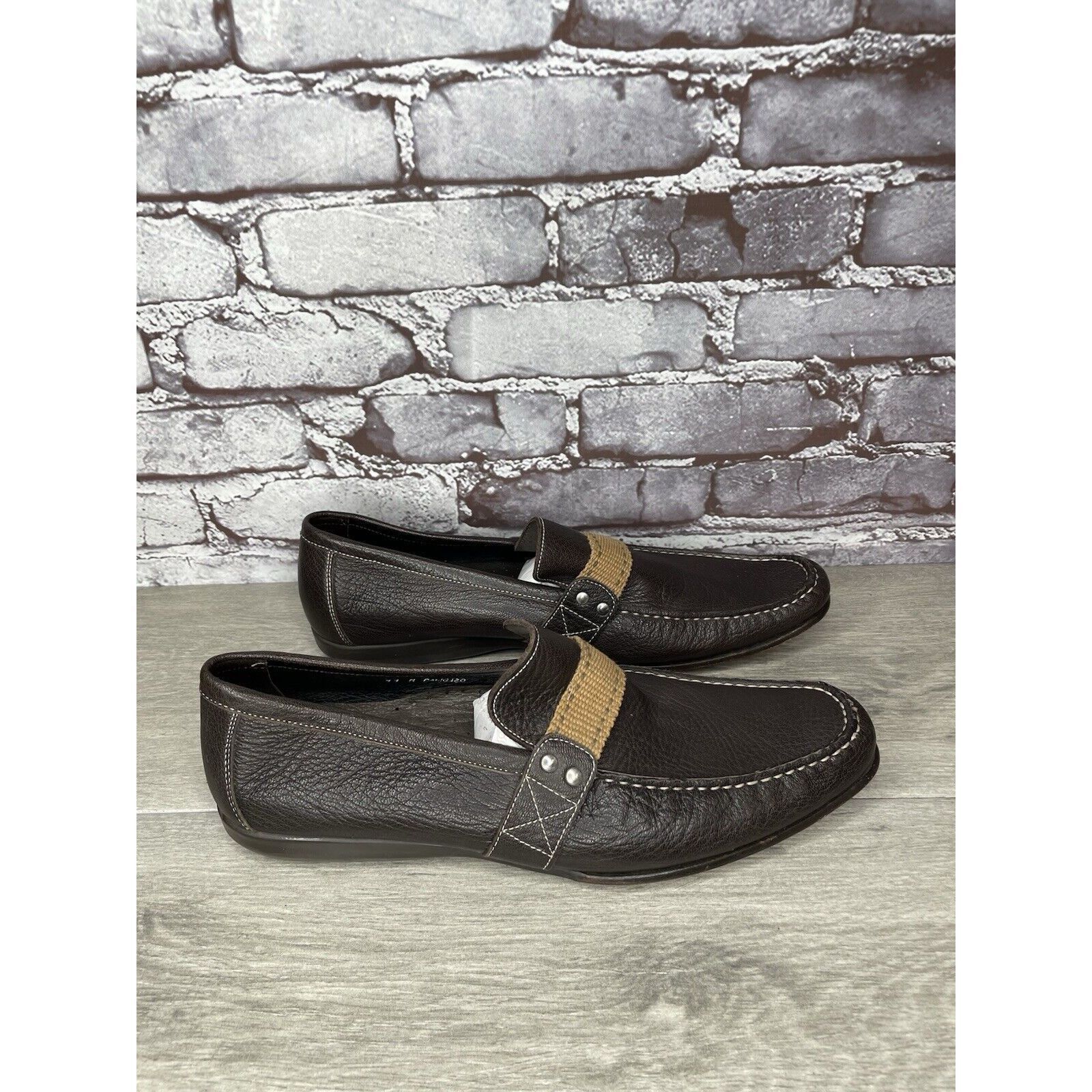 Donald Pliner Donald J. Pliner Brown Leather Slip On Casual Driving Shoes Size US 11 / EU 44 - 15 Thumbnail