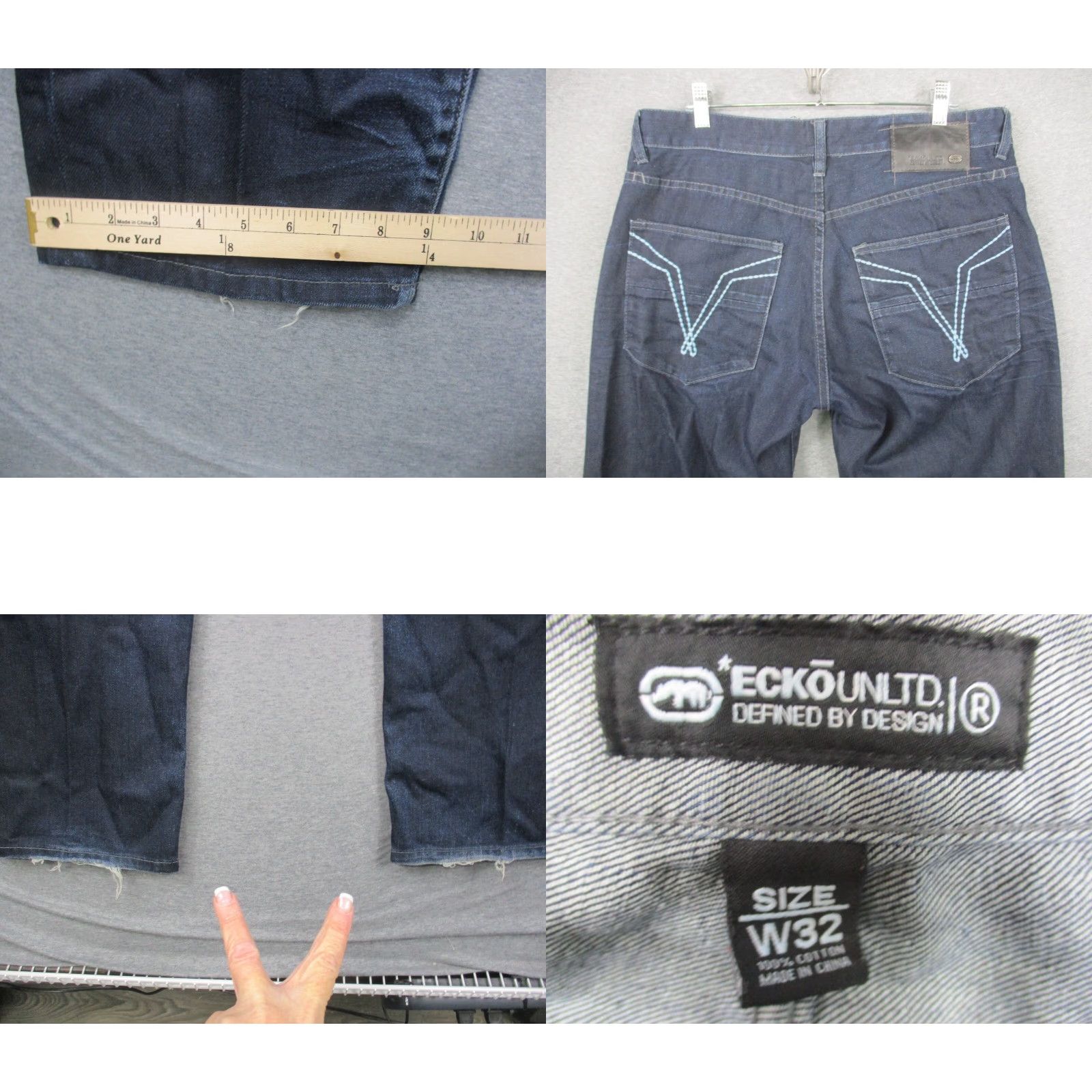 Ecko Unltd. ECKO UNLTD Jeans 34 Baggy Hip Hop Street Dark Blue Y2K Streetwear Wide Leg Jeans Mens Regular 34 Blue Denim 5-Pocket Size US 34 / EU 50 - 8 Thumbnail