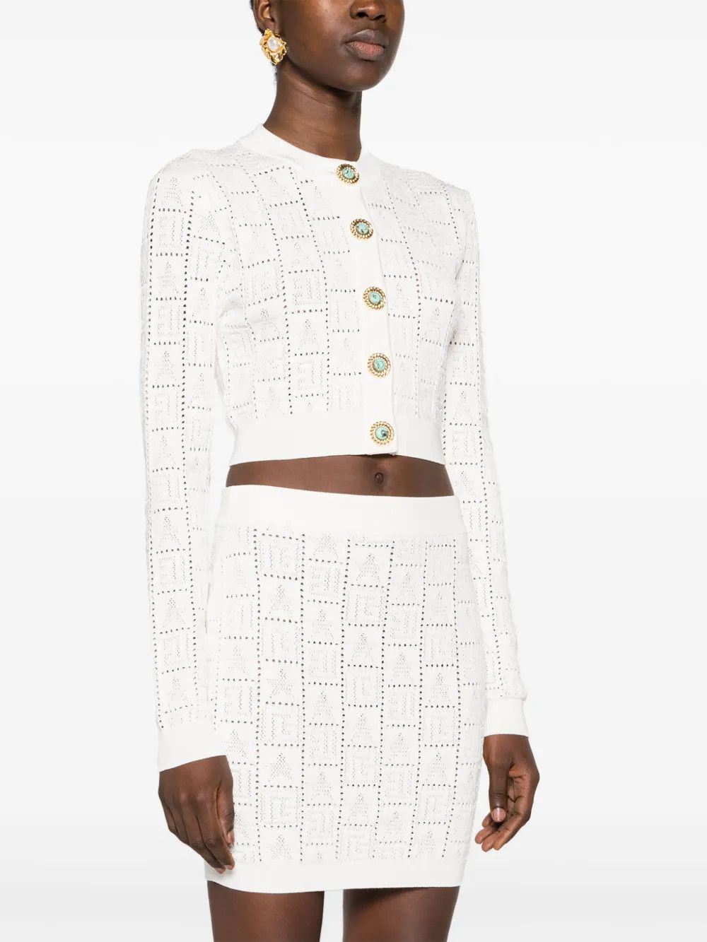 Balmain o1y0625 Cardigan in White Size M / US 6-8 / IT 42-44 - 3 Thumbnail