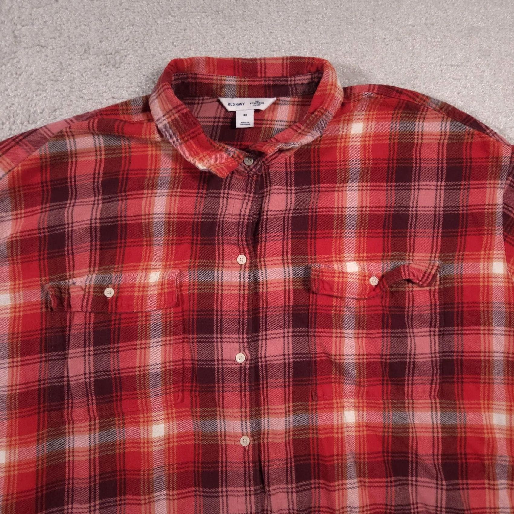 Old Navy Old Navy Shirt Womens 4X Red Plaid Boyfriend Flannel Button Down Long Sleeve Size XXL / US 16-18 / IT 52-54 - 4 Thumbnail