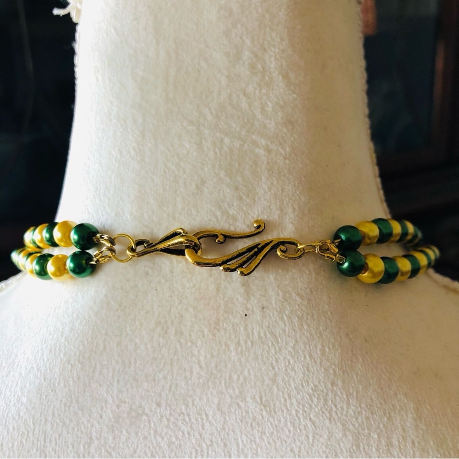 Handmade Handcrafted repurpose double strand KJL emerald ram necklace Size ONE SIZE - 7 Thumbnail