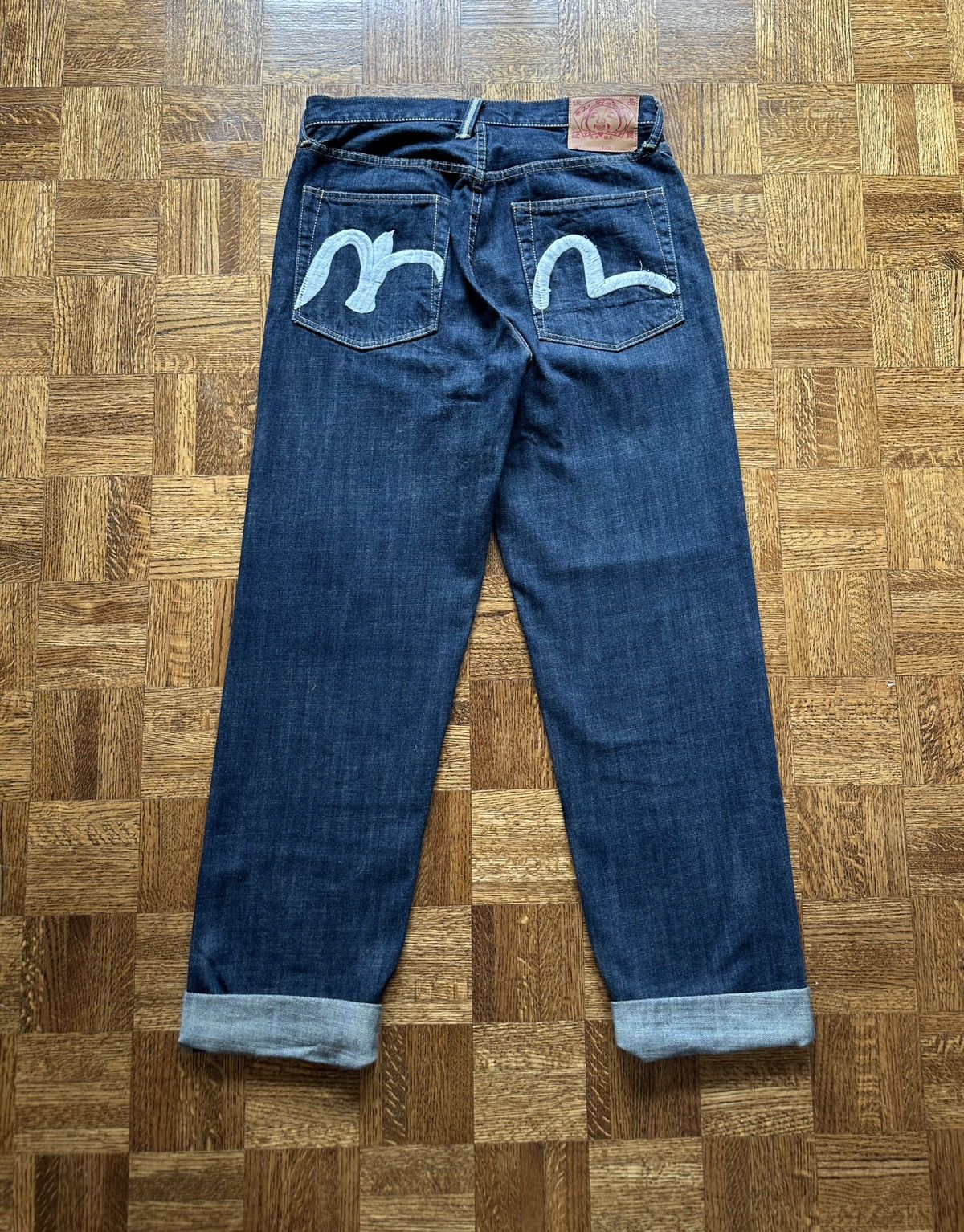 image of Evisu Dove Japanese Raw Denim Jeans in Indigo, Men's (Size 34)