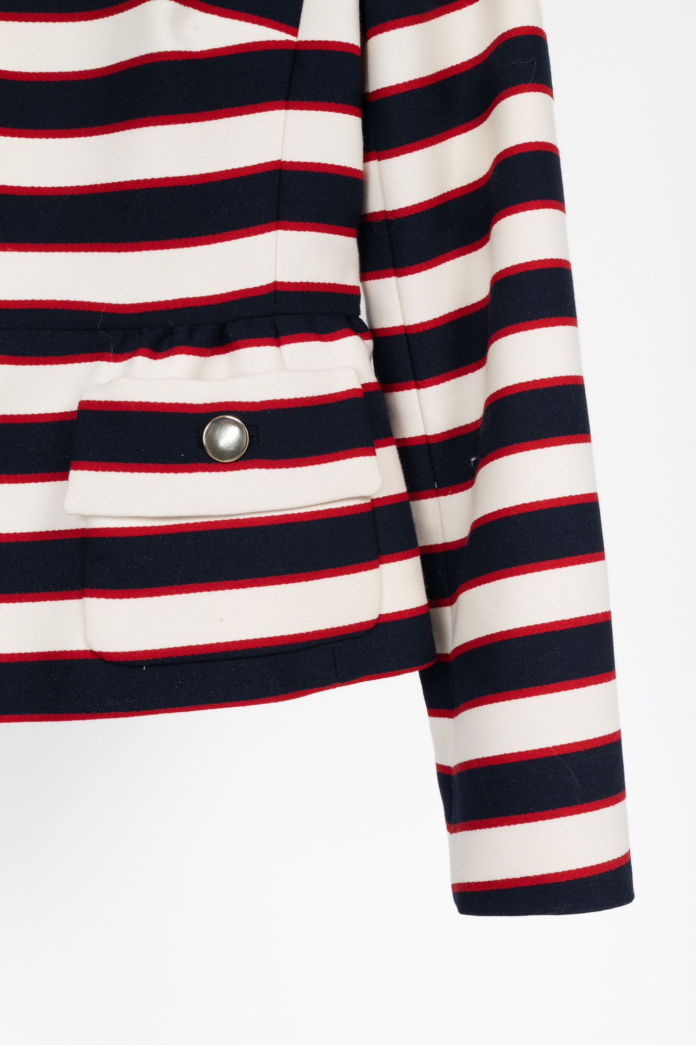 Valentino Valentino White & Navy Striped Wool & Silk Peplum Jacket Size M / US 6-8 / IT 42-44 - 6 Thumbnail
