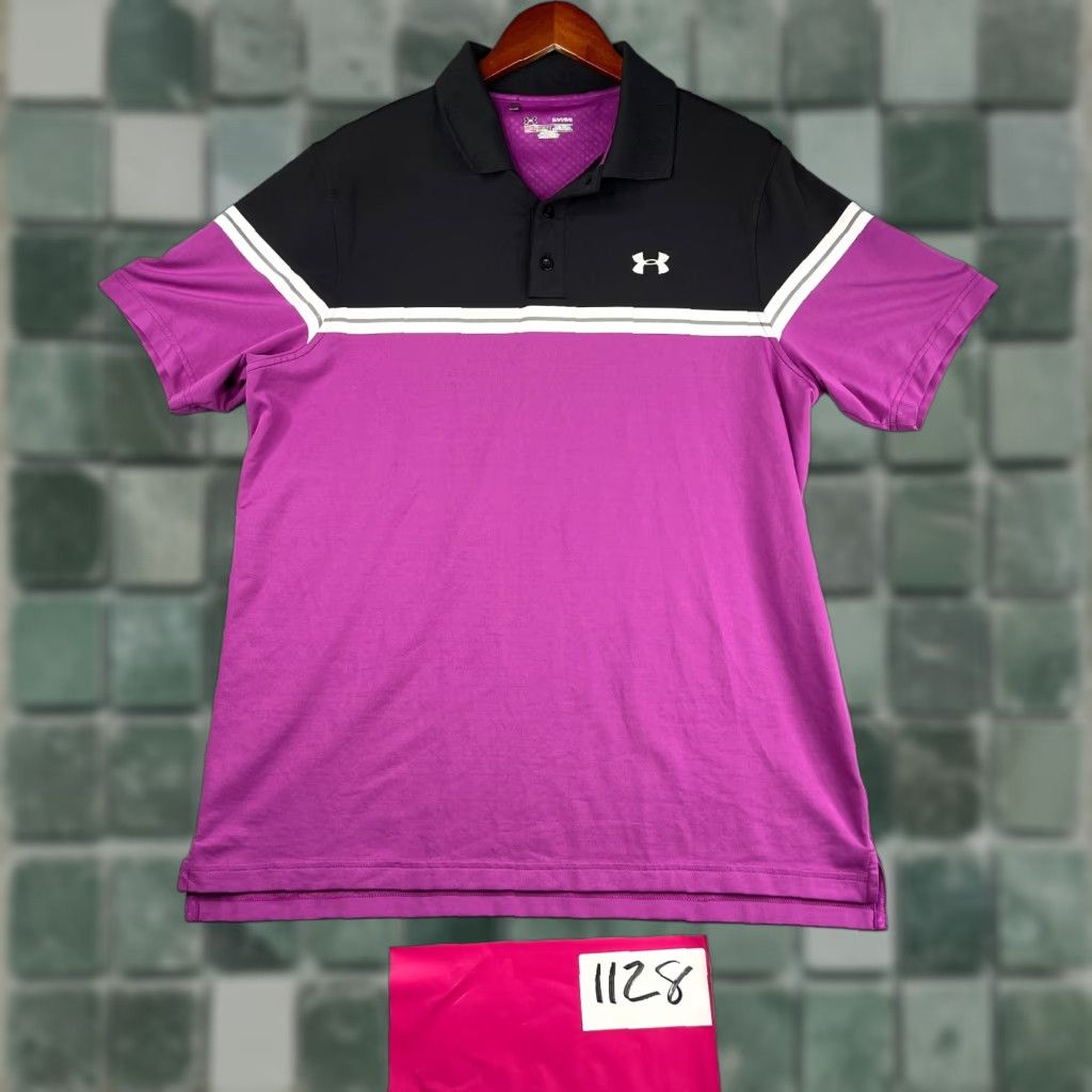 Under Armour Under Armour HeatGear Polo Shirt L Purple 2Tone Stretch Polo Shirt Mens Sports Golf 2000s Size US L / EU 52-54 / 3 - 1 Thumbnail