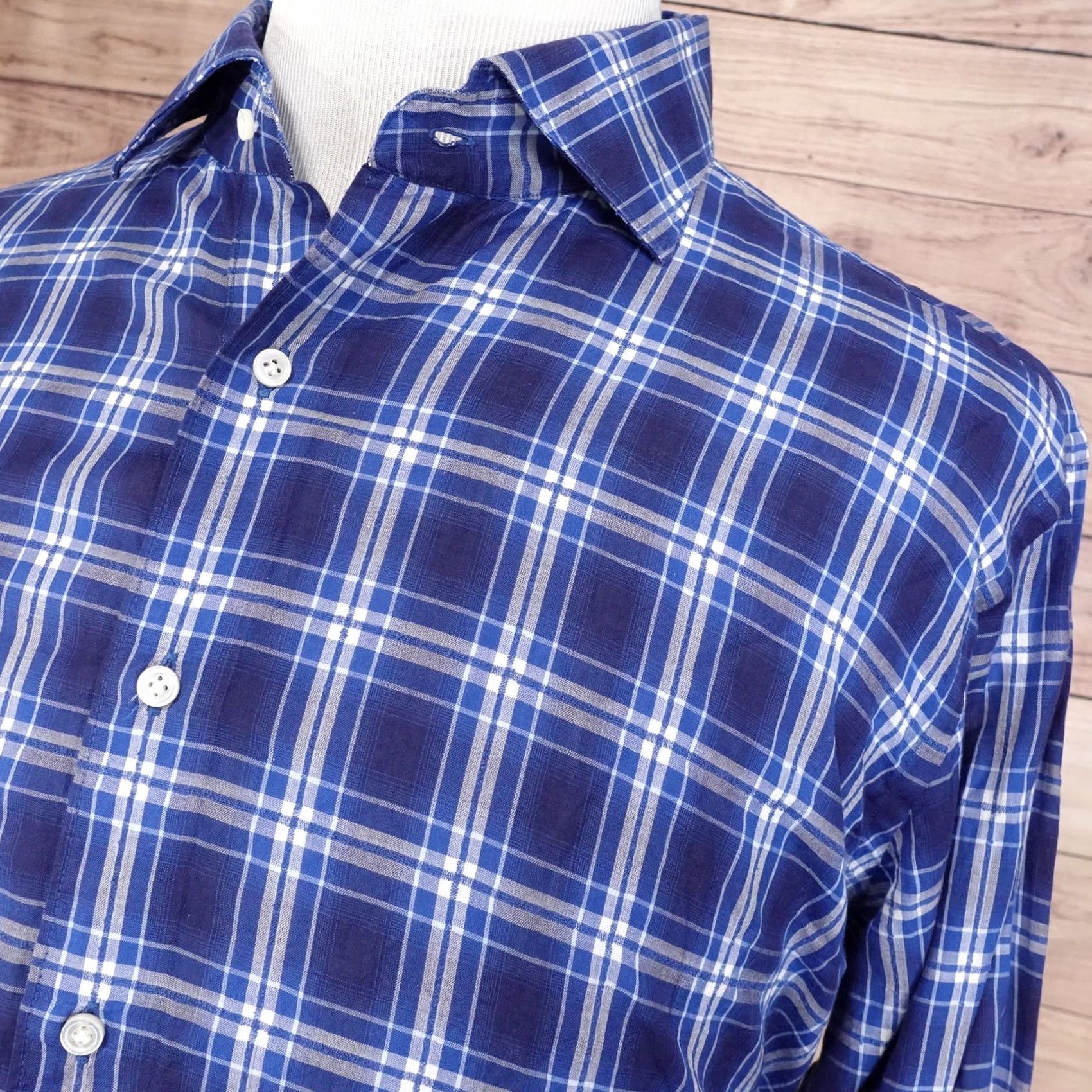 Peter Millar PETER MILLAR COLLECTION BLUE PLAID BUTTON UP SHIRT MENS SZ XL SUMMER BOUCLE Size US XL / EU 56 / 4 - 2 Thumbnail