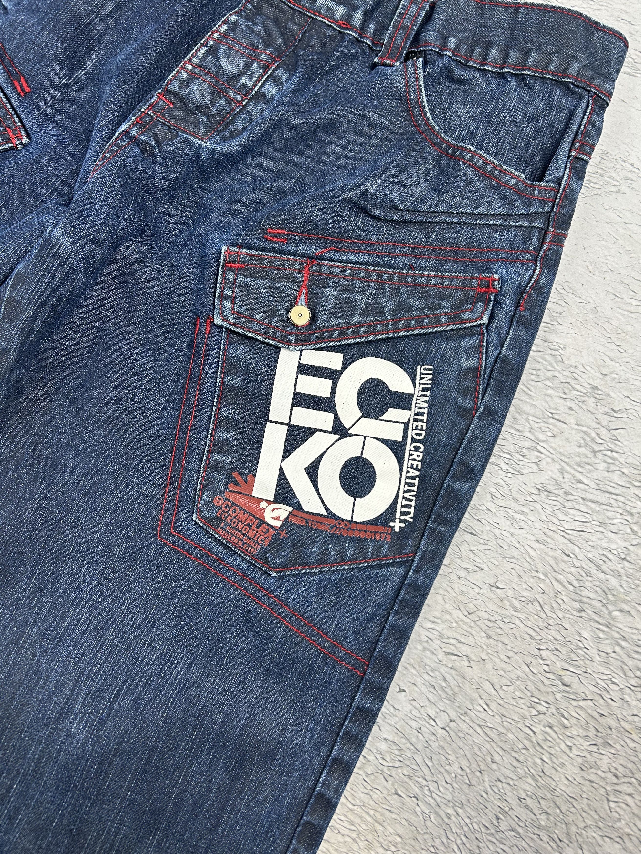 Ecko Unltd. × JNCO × Japanese Brand Ecko Unltd. vintage cargo jeans Baggy big logo Streetwear Size US 34 / EU 50 - 3 Thumbnail