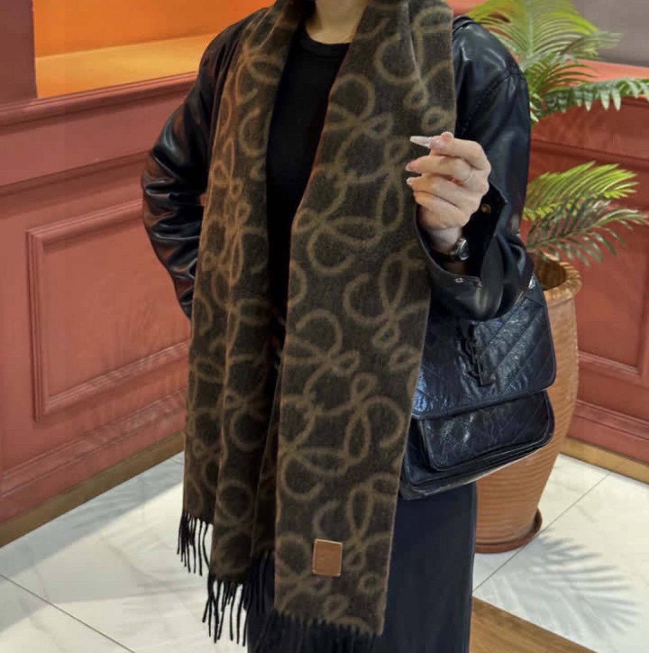 Loewe LOEWE Fringed jacquard-knit scarf Size ONE SIZE - 2 Thumbnail