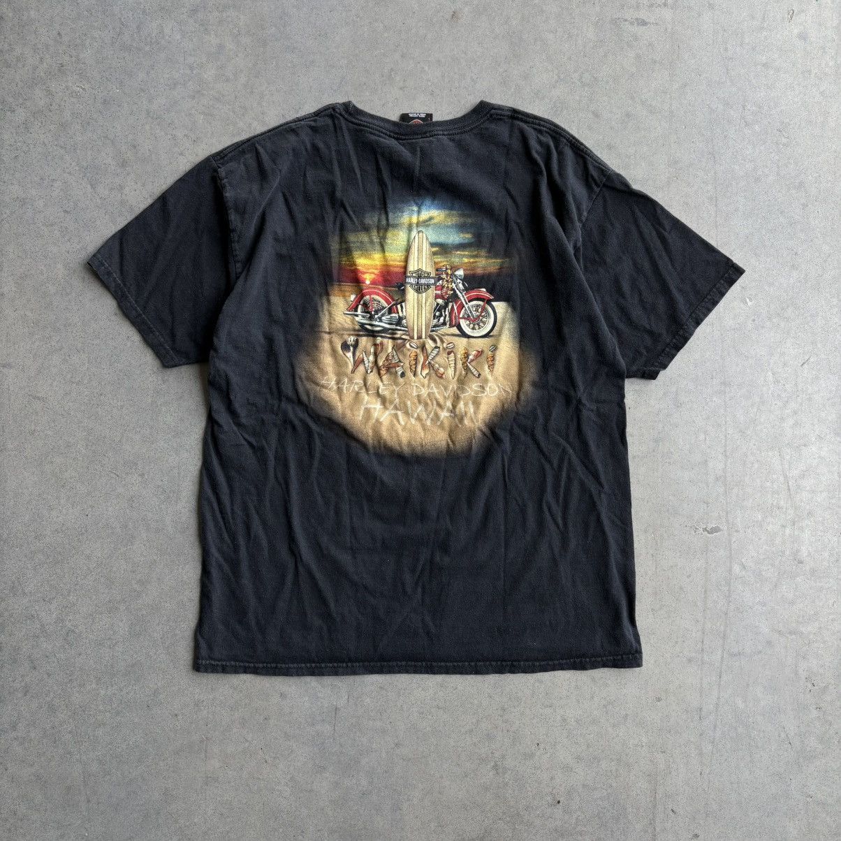 Harley Davidson × Vintage Vintage Harley Davidson Black Beach Shirt XL Motorcycle Tee Size US XL / EU 56 / 4 - 2 Thumbnail
