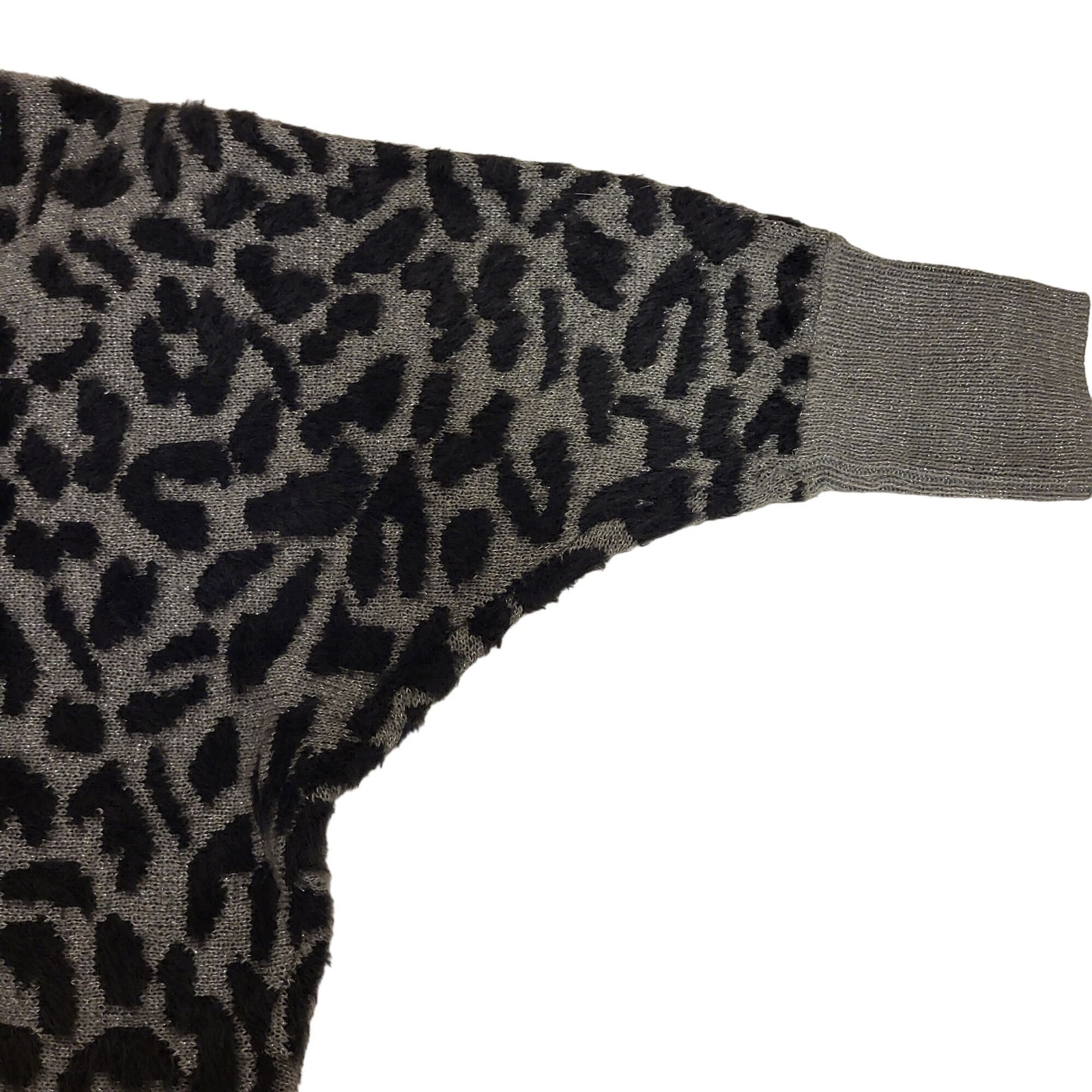 Jennifer Lopez Jennifer Lopez Sweater Womens Medium Gray Animal Leopard Pri Size XL / US 12-14 / IT 48-50 - 10 Thumbnail