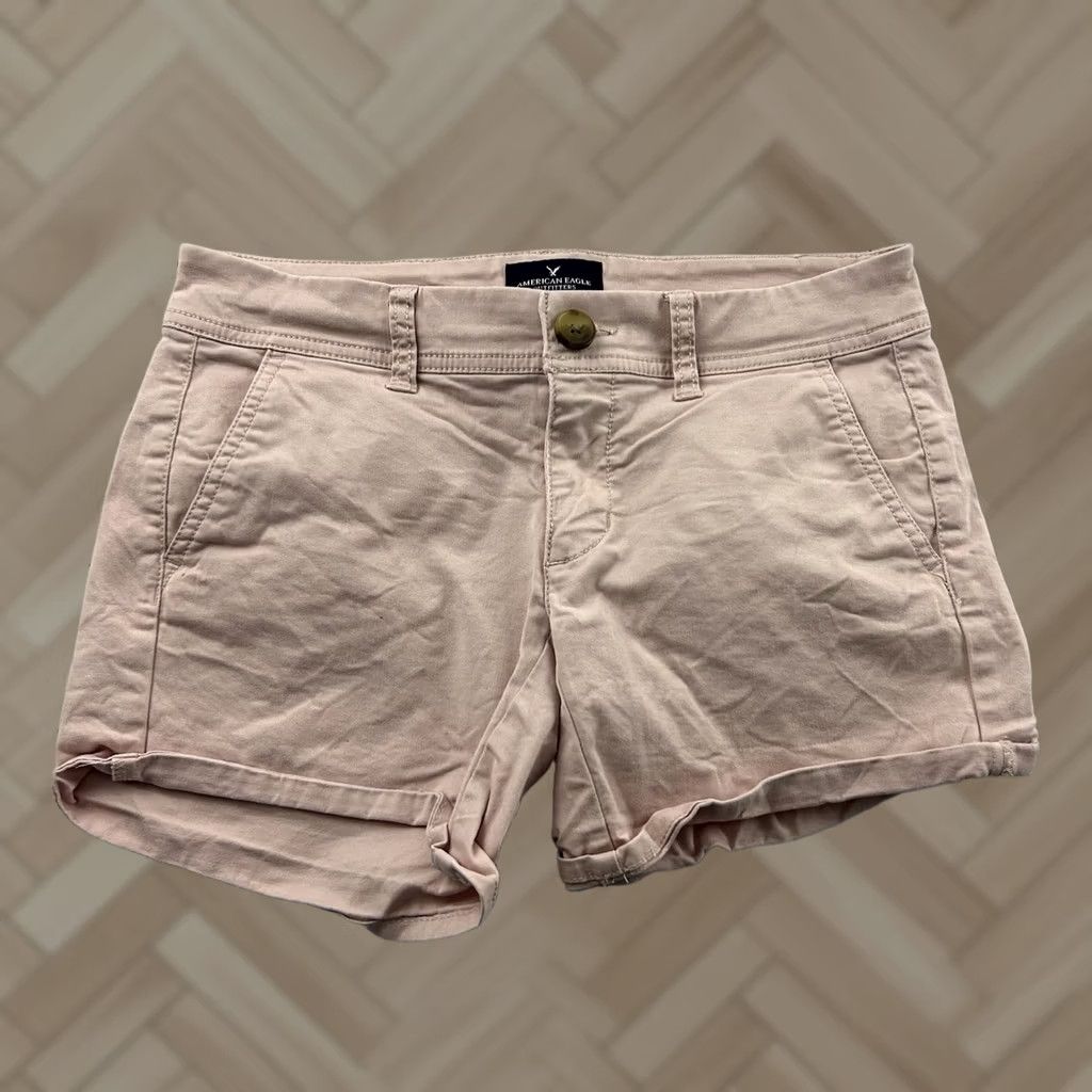 American Eagle Outfitters American Eagle Midi Stretch Shorts Women's 00 Pink Chino Stretch Button-Up Bottoms Womens 00 Pink Size 24" / US 00 / IT 34 - 1 Thumbnail