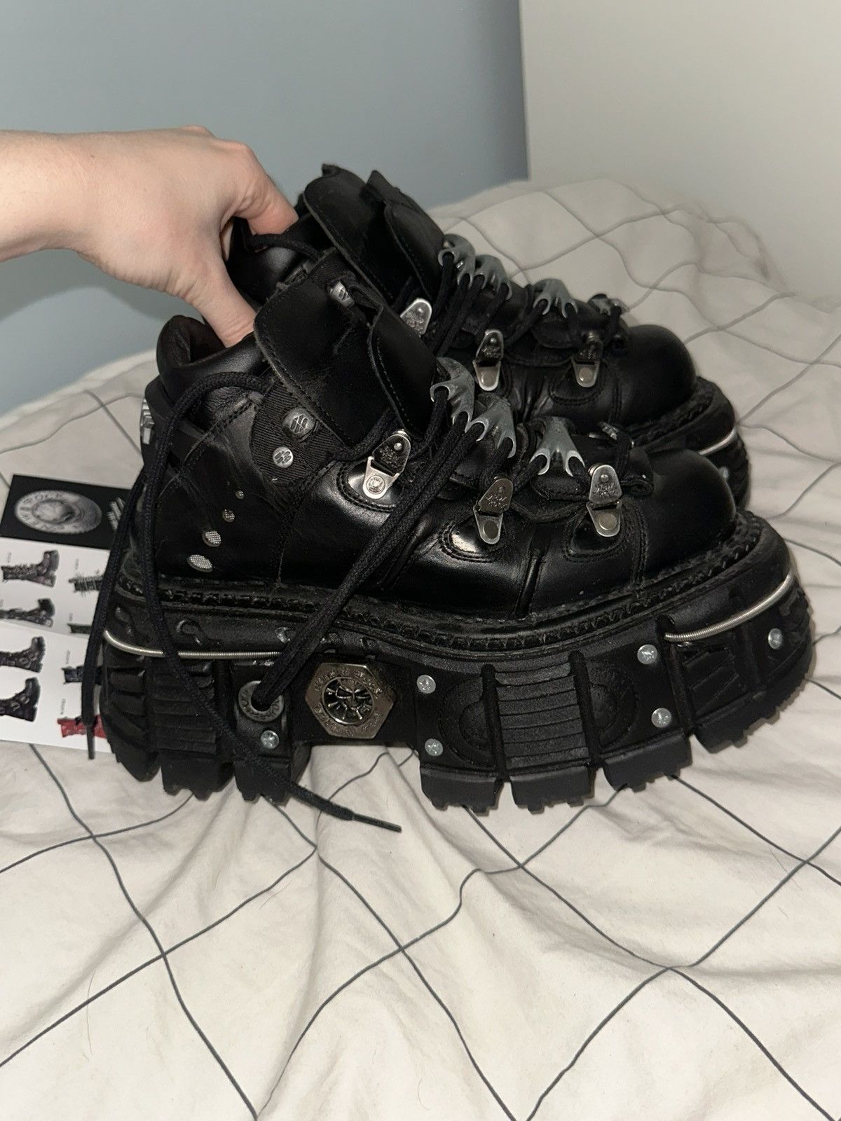 New Rock New Rock Black Platform Gothic Boots Punk Y2K Chunky Sole Size US 9 / IT 39 - 2 Thumbnail
