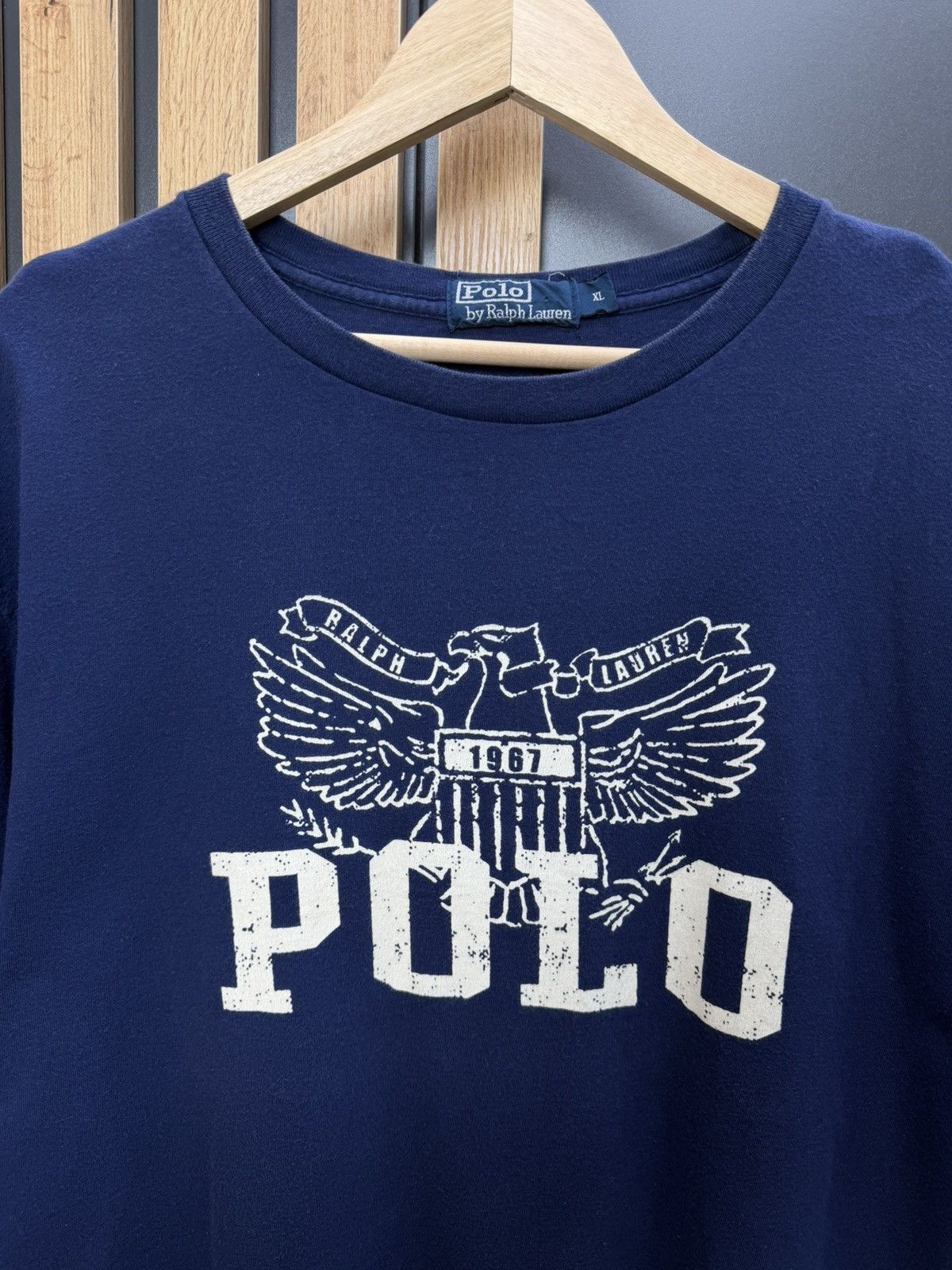 Polo Ralph Lauren Vintage Polo Ralph Lauren Eagle Logo T Shirt Navy Blue XL Size US XL / EU 56 / 4 - 2 Thumbnail
