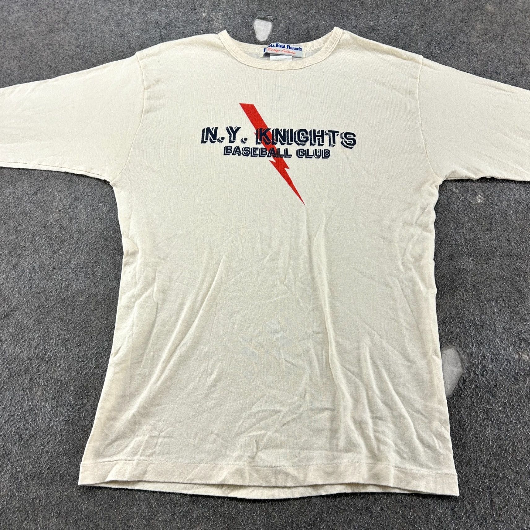 Vintage VINTAGE Authentic Ebbets Field NY Knights Shirt Mens L Ivory Cream Long Sleeve Baseball Pullover Hoodie Logo Crew Neck Regular Knit Cotton Size US L / EU 52-54 / 3 - 3 Thumbnail