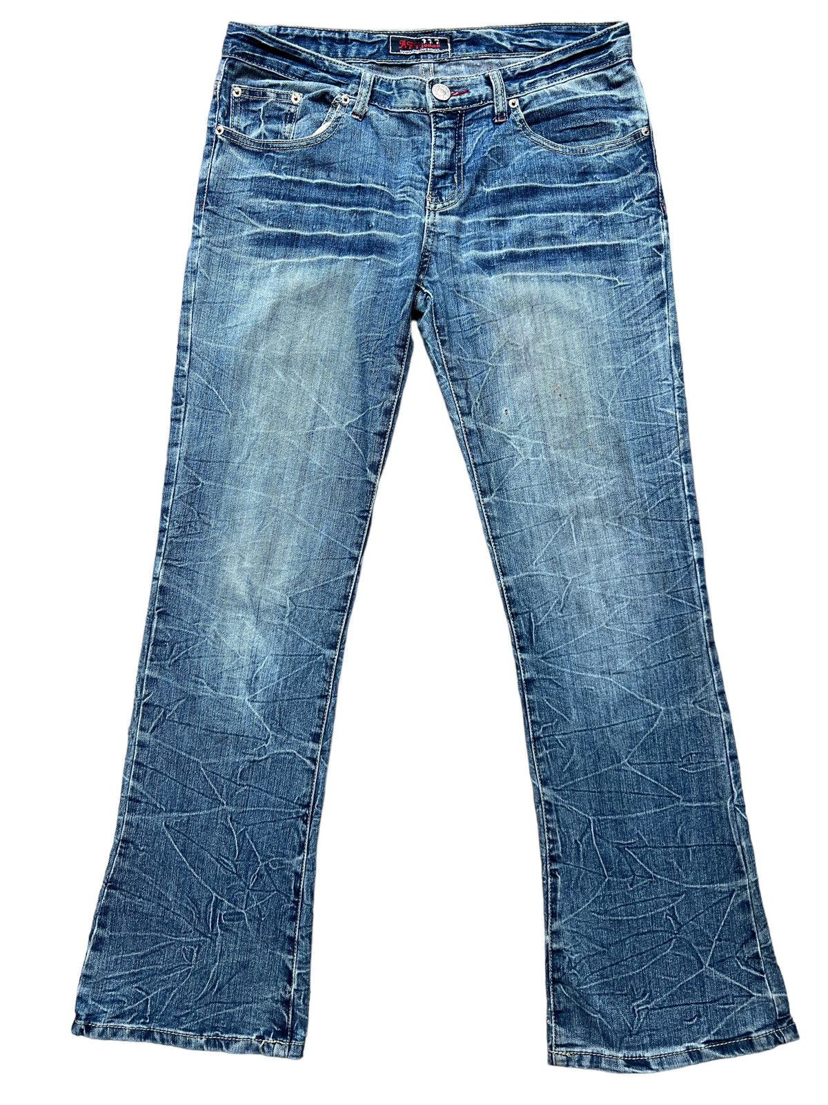 Japanese Brand Aft Distressed Faded Flare Jeans 34x31.5