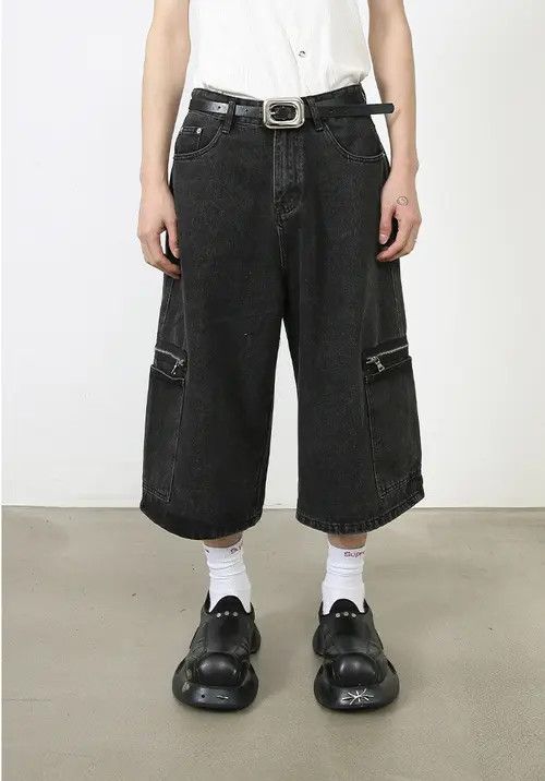 Other Black washed distressed street loose workwear denim shorts Size US 32 / EU 48 - 7 Thumbnail