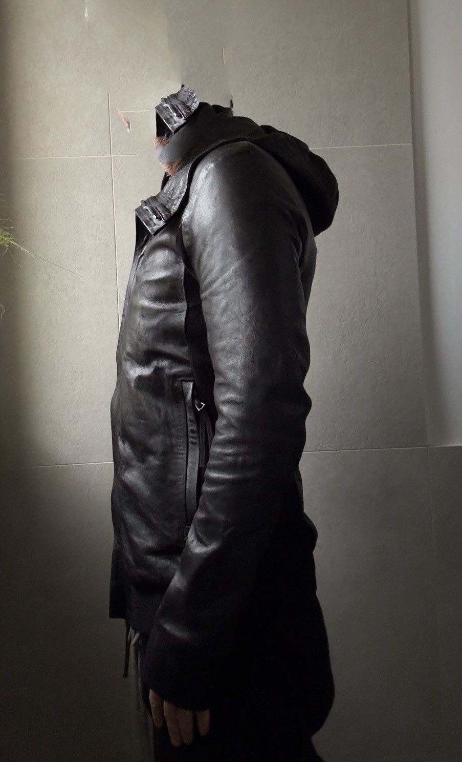 Boris Bidjan Saberi Leather Ninja Hoodie Size S fits M Size US S / EU 44-46 / 1 - 2 Thumbnail