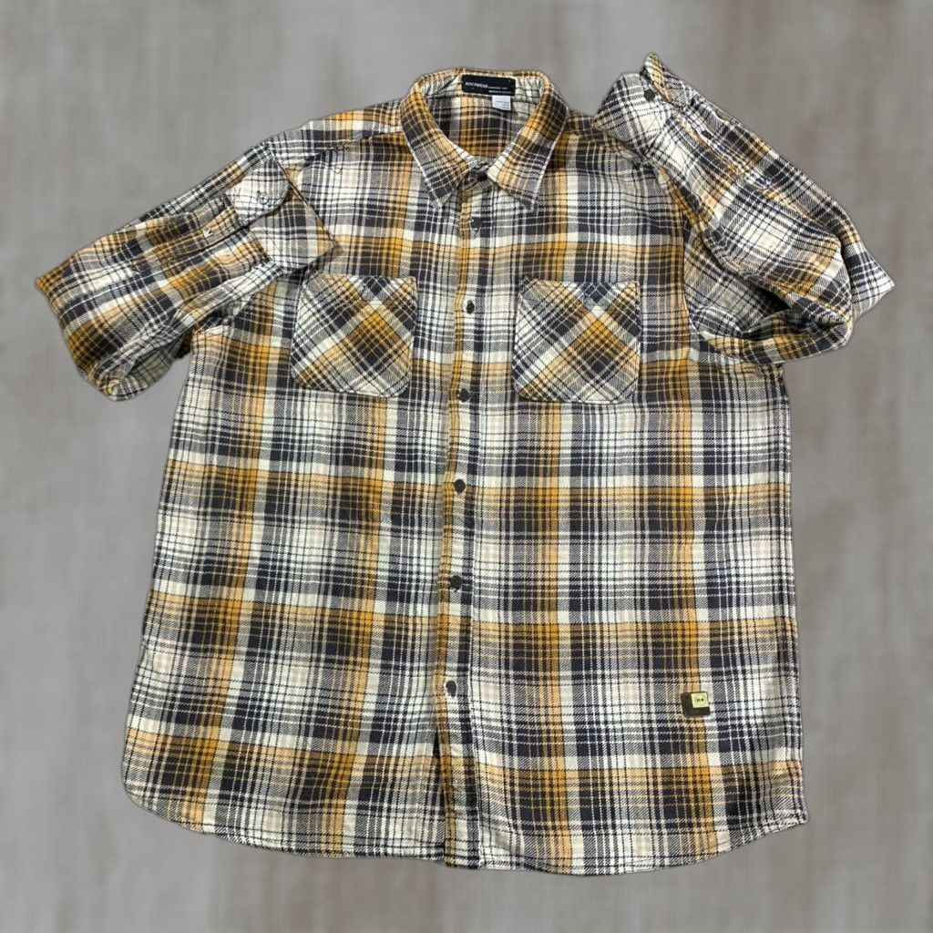VINTAGE Rocawear Shirt Mens 2XL Flannel Midweight Plaid Long Sleeve Button Up