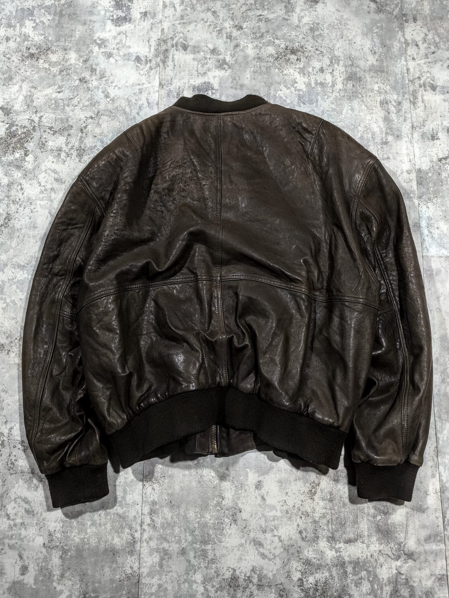 Leather vintage 90s 80s brown leather bomber jacket Size US XL / EU 56 / 4 - 9 Thumbnail