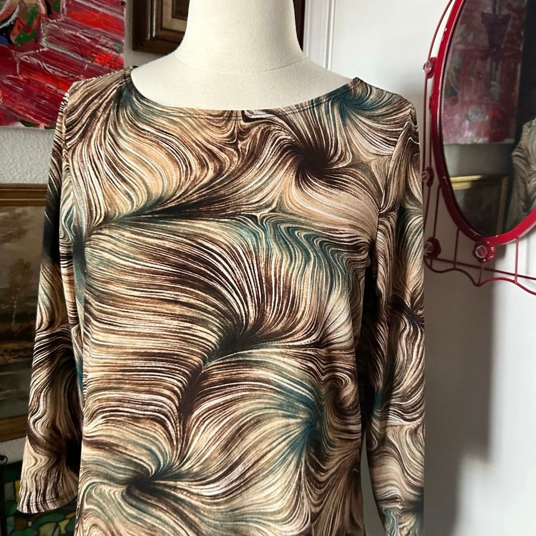 Other ingenuity brown wavy blue long sleeve shirt Size M / US 6-8 / IT 42-44 - 2 Thumbnail