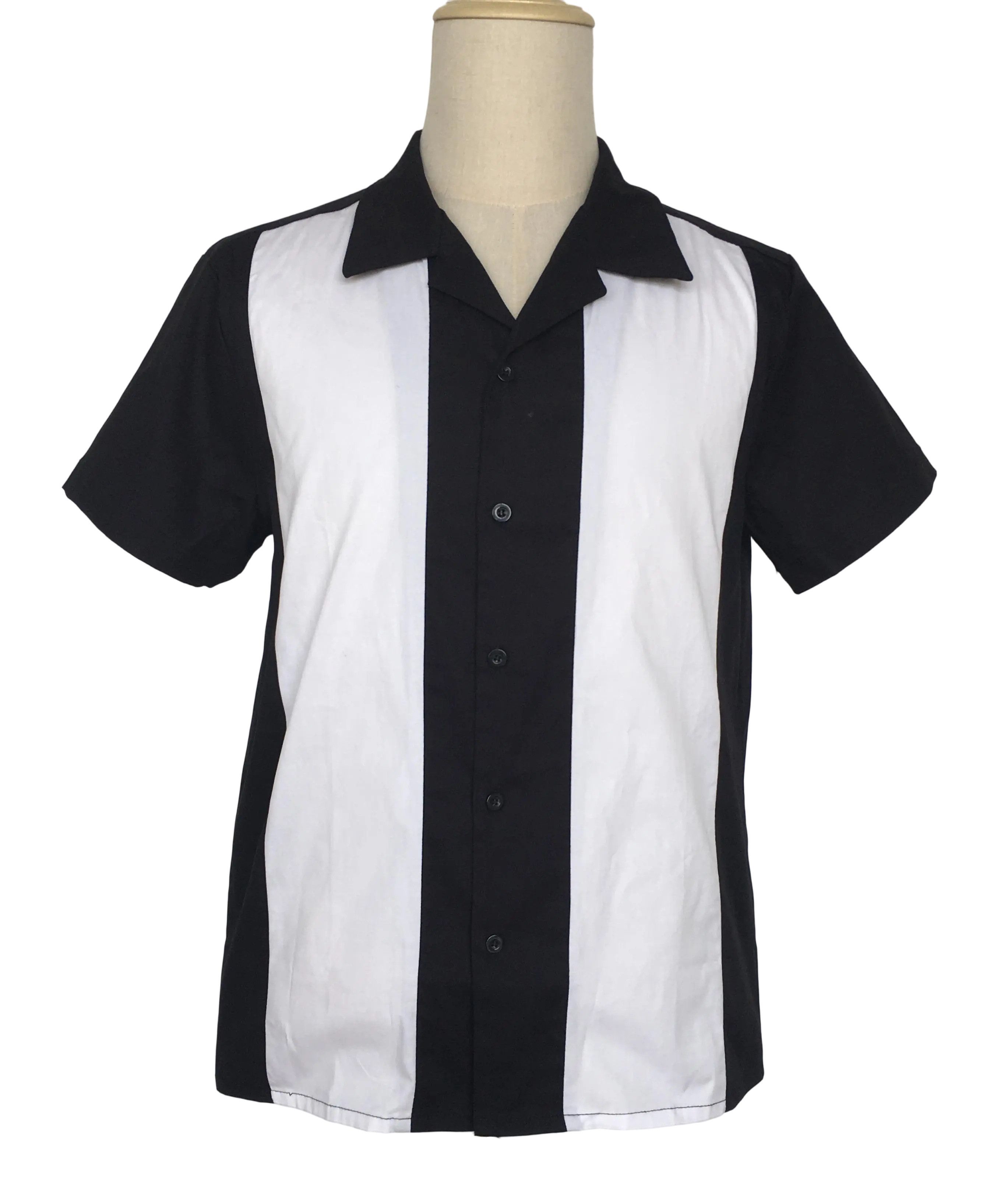 Other Retro Two-tone Men Shirt Solid Casual Shirt Black&White Size US S / EU 44-46 / 1 - 1 Thumbnail
