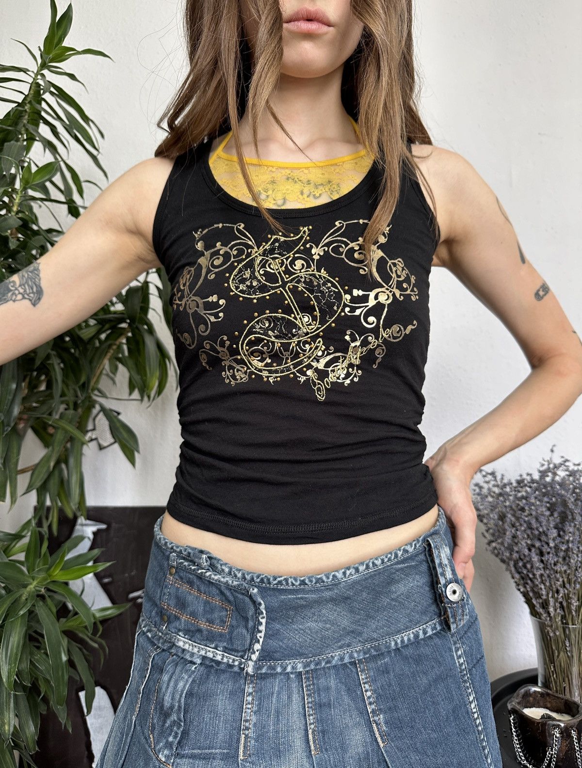 Southpole × Vintage Insane Vintage Southpole Logo Lace Skinny y2k Tank Top Size XS / US 0-2 / IT 36-38 - 1 Thumbnail