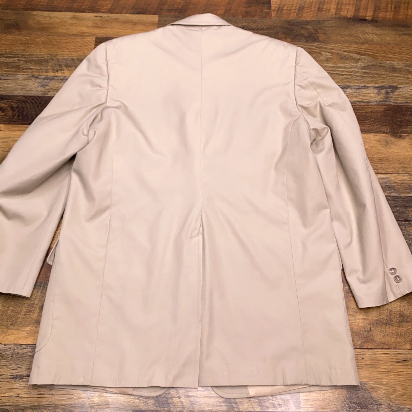 Brooks Brothers VINTAGE Brooks Brothers Blazer 46 Tan Wool Sport Coat Mens Regular Single-Breasted Notch Lapel 2-Button 3-Button Front Solid Dick? Size 46R - 2 Thumbnail
