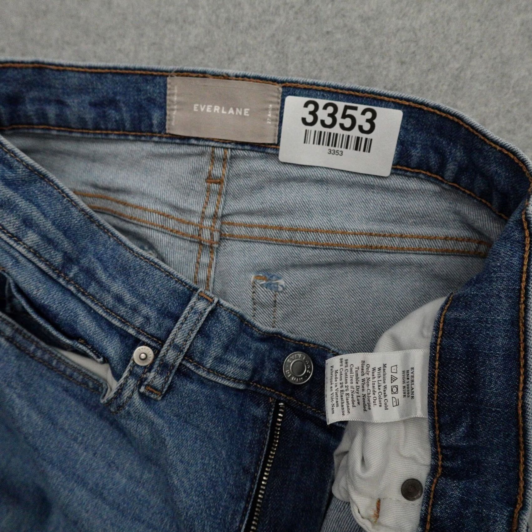 Everlane Everlane Jeans Women 27 (27X25) Blue Crop High Rise Medium Wash Straight Jeans Womens 27 (27X25) Blue Crop High Rise Medium Wash Size 32" / US 10 / IT 46 - 4 Thumbnail