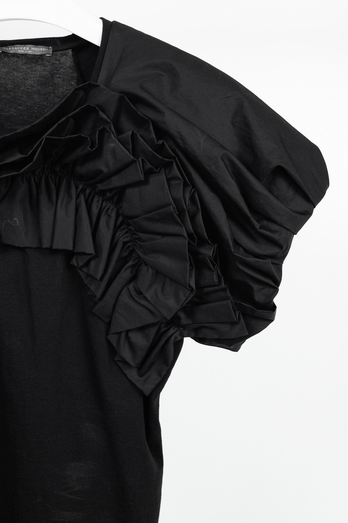 Alexander McQueen Alexander McQueen Black Cotton Poplin & Jersey Ruffle Tee Size XS / US 0-2 / IT 36-38 - 5 Thumbnail