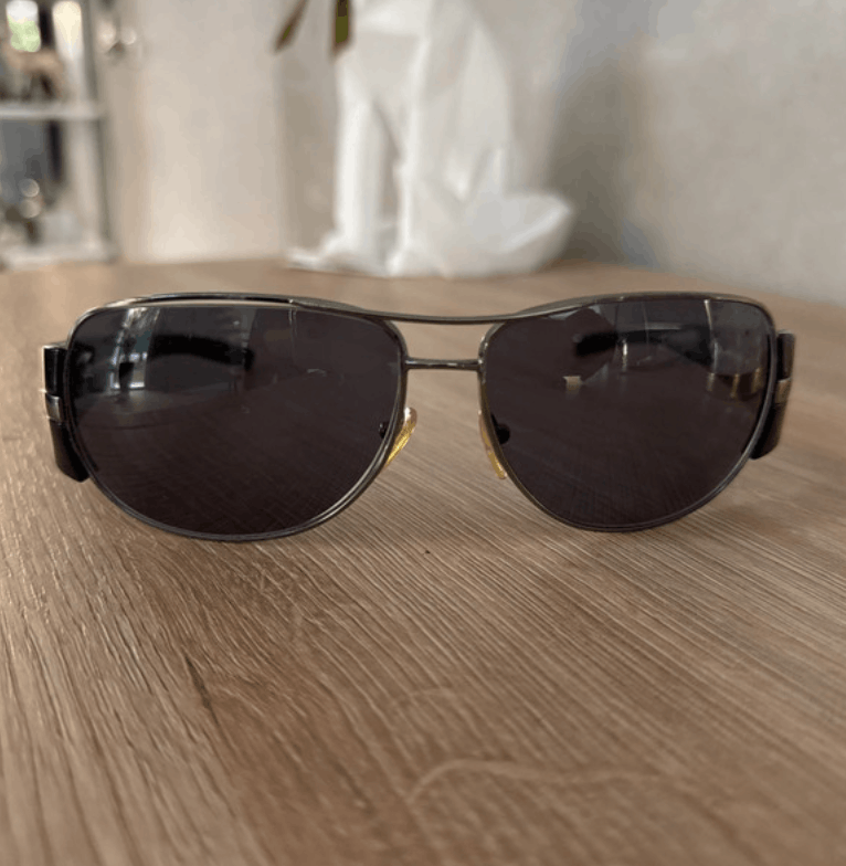 Prada × Vintage PRADA Sunglasses Rectangle Wrap Shield Metal Symbole RI929 Size ONE SIZE - 7 Thumbnail