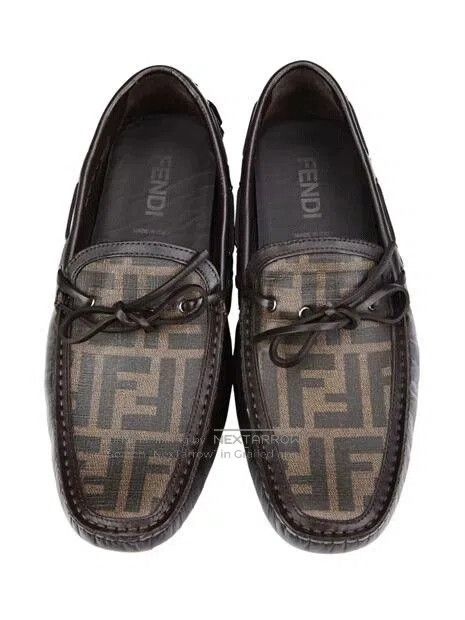 Fendi FENDI FF Logo Brown Leather Loafers. Size US 6.5 / EU 39-40 - 3 Thumbnail