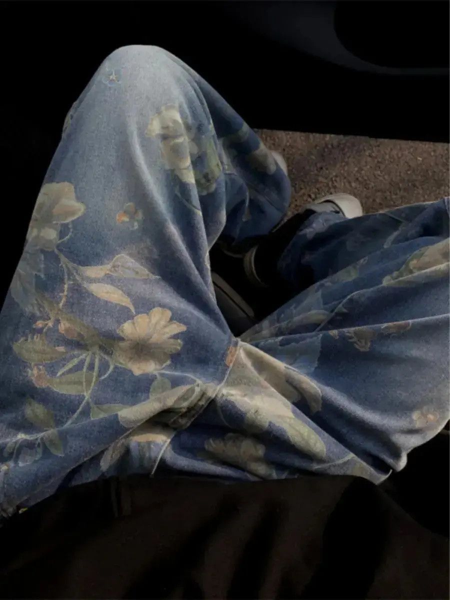 Japanese Brand Retro straight leg casual printed jeans Size US 30 / EU 46 - 2 Thumbnail