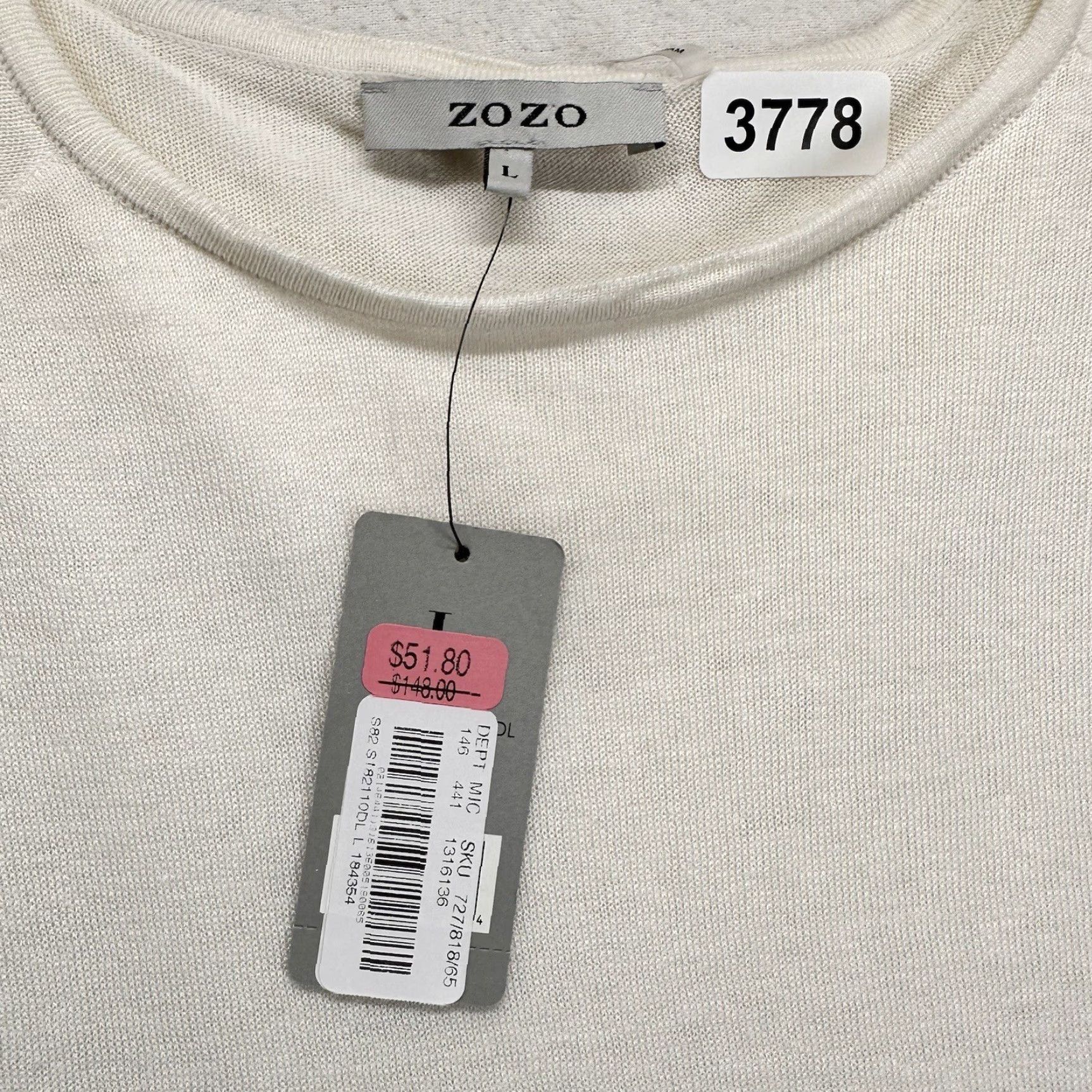 Vintage ZOZO Women's Blouse Tunic Size L Long Sleeve White Linen Rayon Relaxed Fit New with Tags Size L / US 10 / IT 46 - 2 Thumbnail