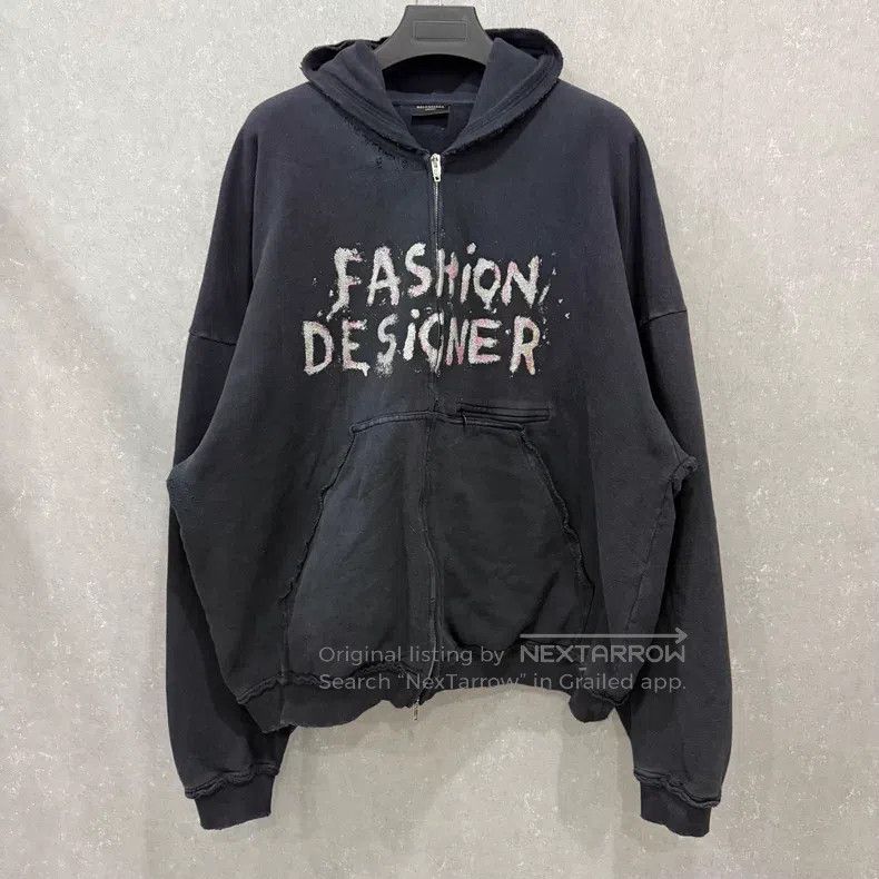 Balenciaga Balenciaga Letter Print Distressed Hooded Jacket Size US L / EU 52-54 / 3 - 1 Thumbnail