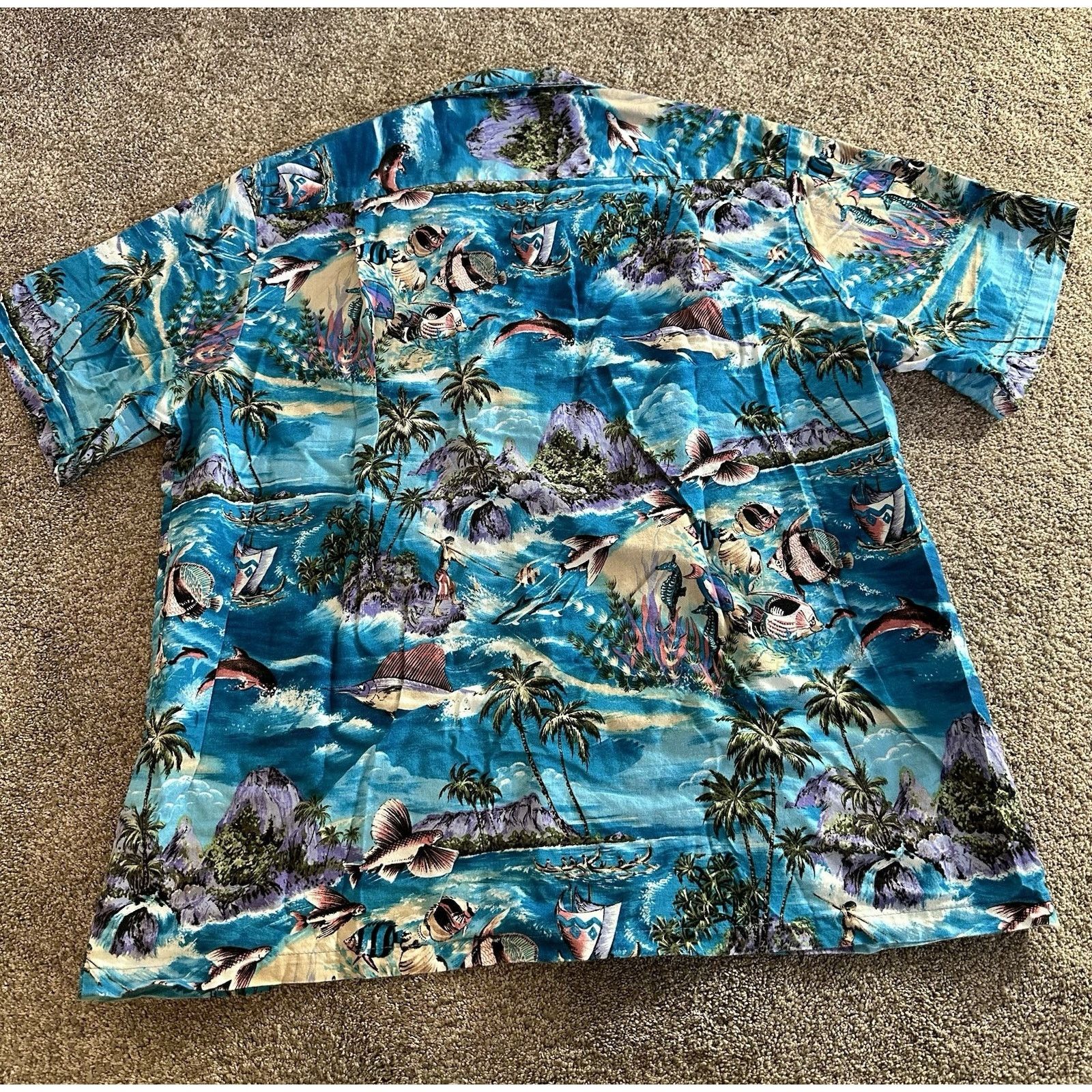 Other RJC Shirt Mens XL Green Hawaiian Scenic Tropical Print Aloha Size US XL / EU 56 / 4 - 9 Thumbnail