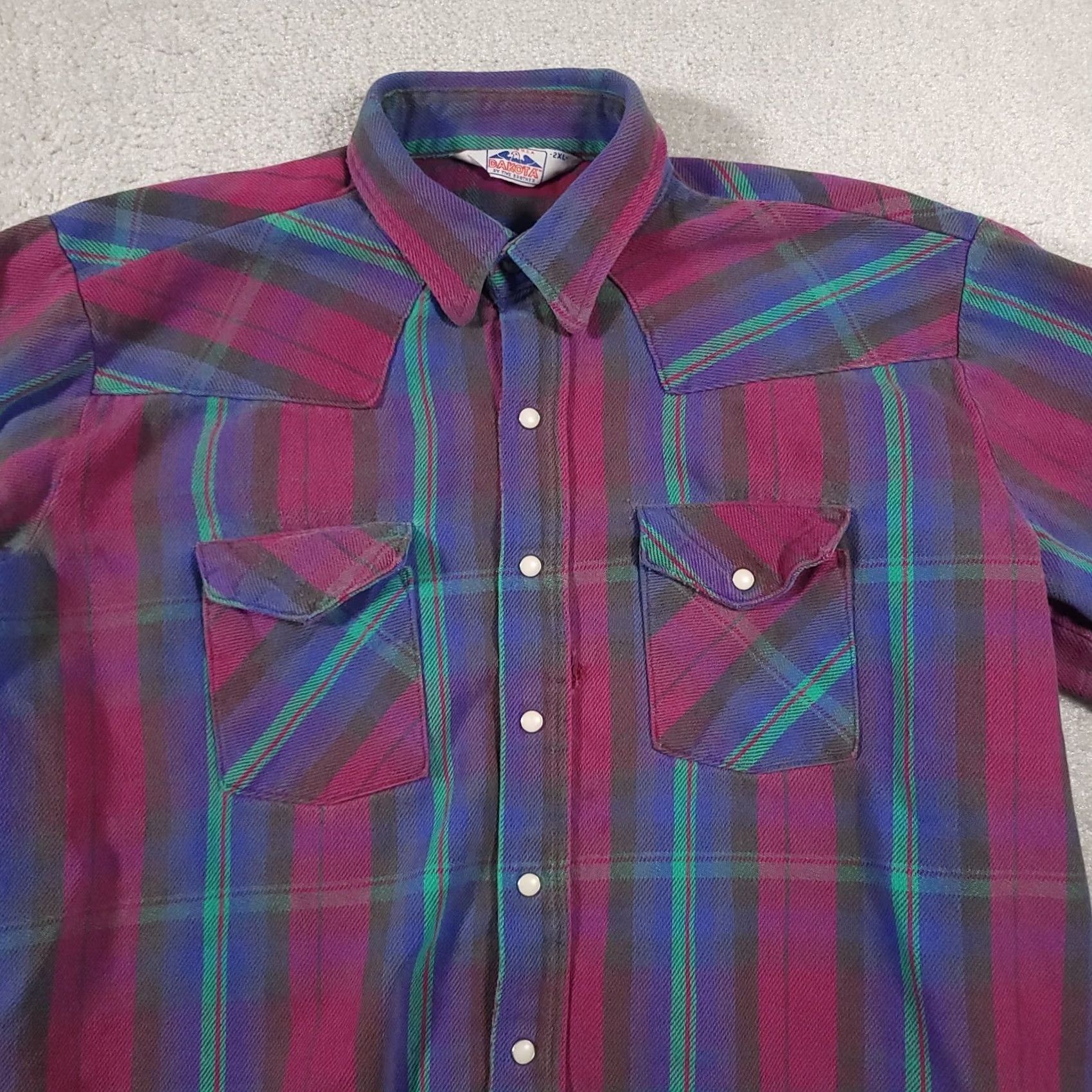 BB Dakota VINTAGE Dakota Heavyweight Pearl Snap Flannel Shirt Mens 2XL Tall Lumberjack USA Shirt Size US XXL / EU 58 / 5 - 3 Thumbnail