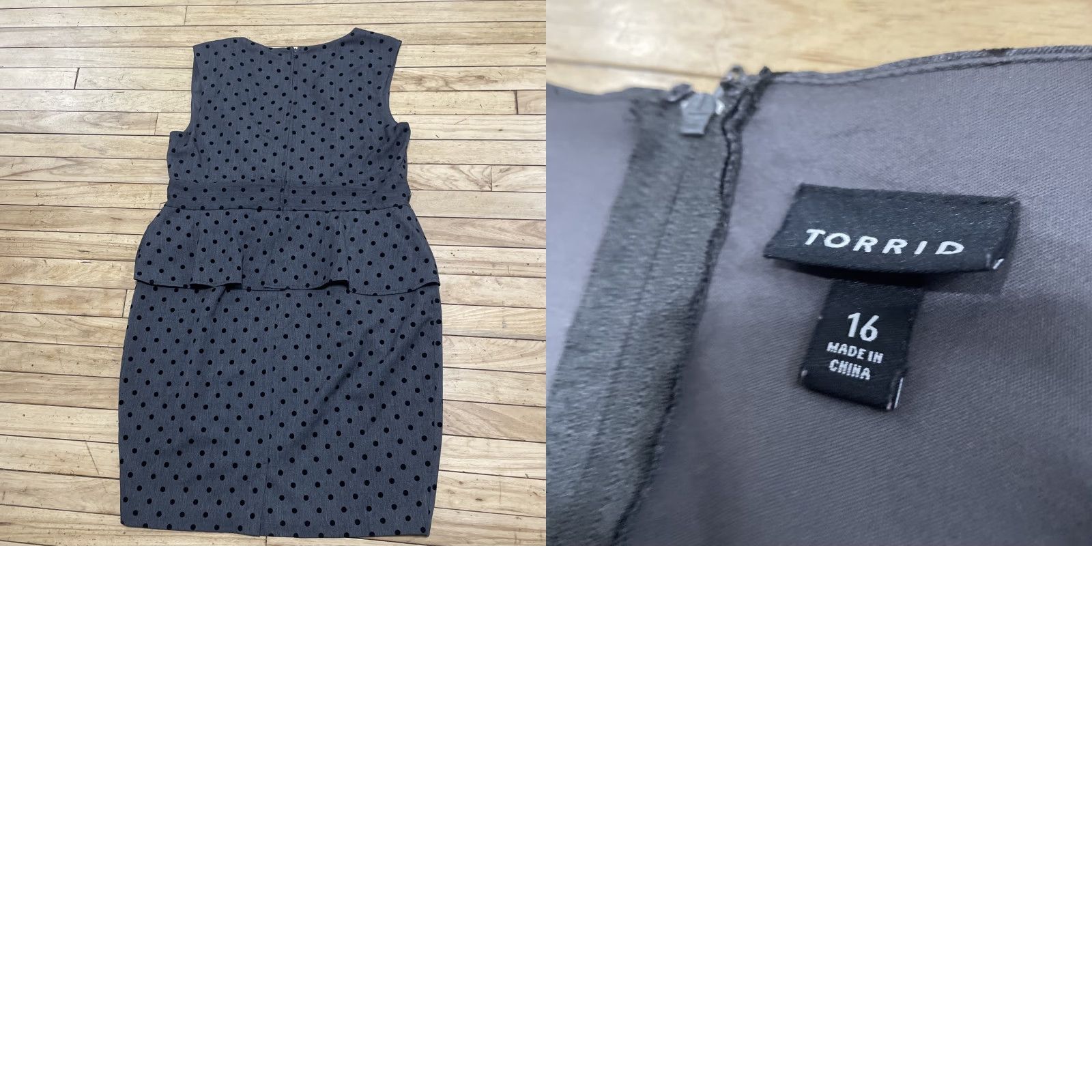 Torrid Torrid Velvet Polka Dot Ruffle Dress Women 14 Gray Black Work Professional Party Cocktail Sleeveless Midi V-Neck Stretch Sheath Vintage Theme Retro Size XL / US 12-14 / IT 48-50 - 11 Thumbnail