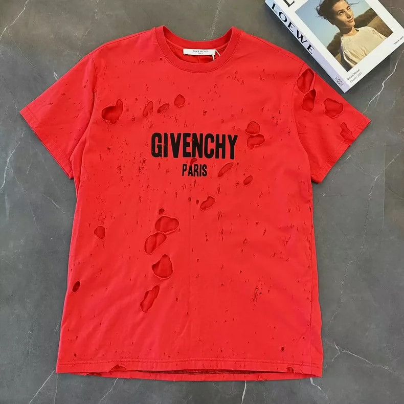 Givenchy Givenchy Red Hole Short Sleeve Size US S / EU 44-46 / 1 - 1 Thumbnail