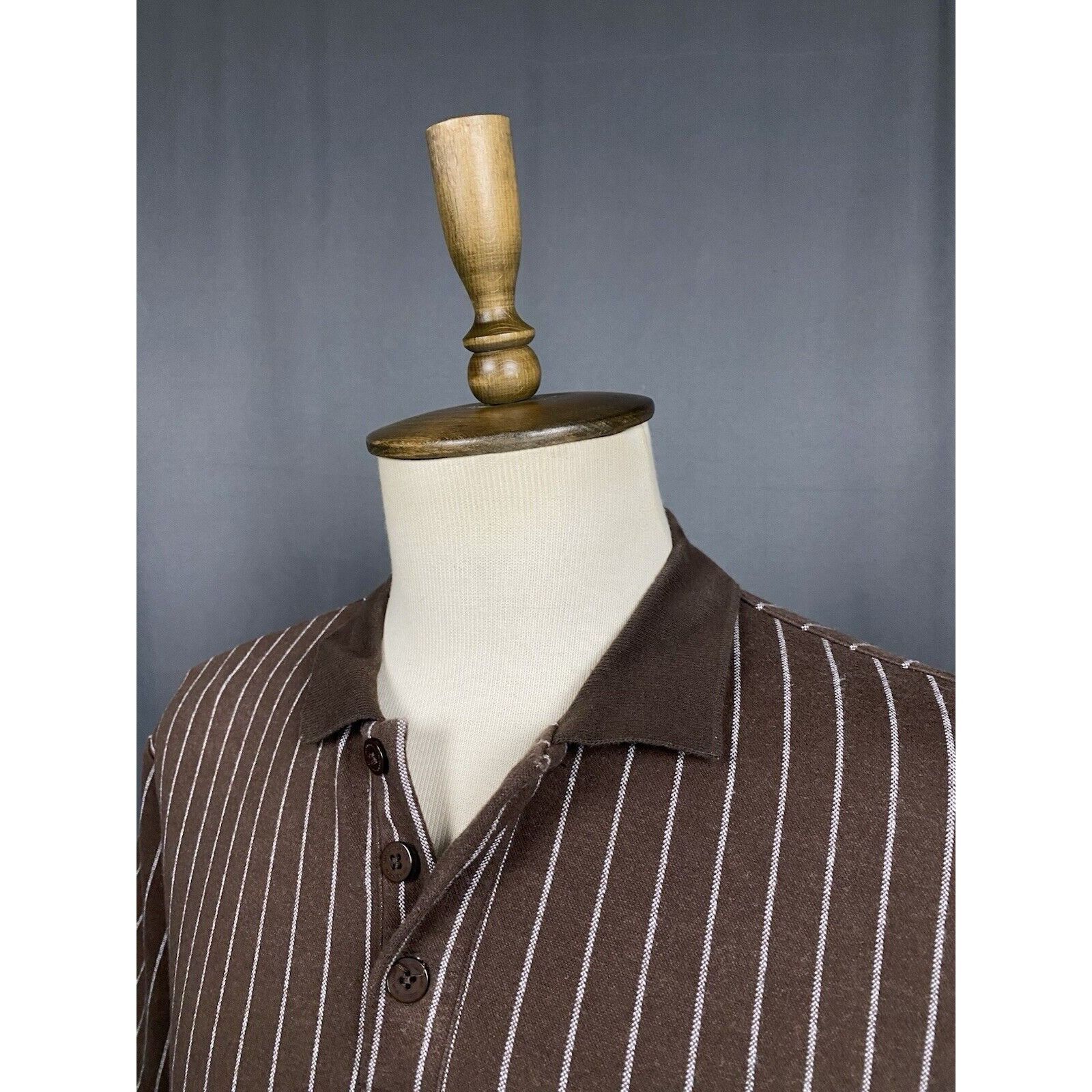 Han Kjobenhavn Han Kjobehavn Men's Brown Relaxed Fit Striped Polo T-Shirt S Size US S / EU 44-46 / 1 - 5 Thumbnail