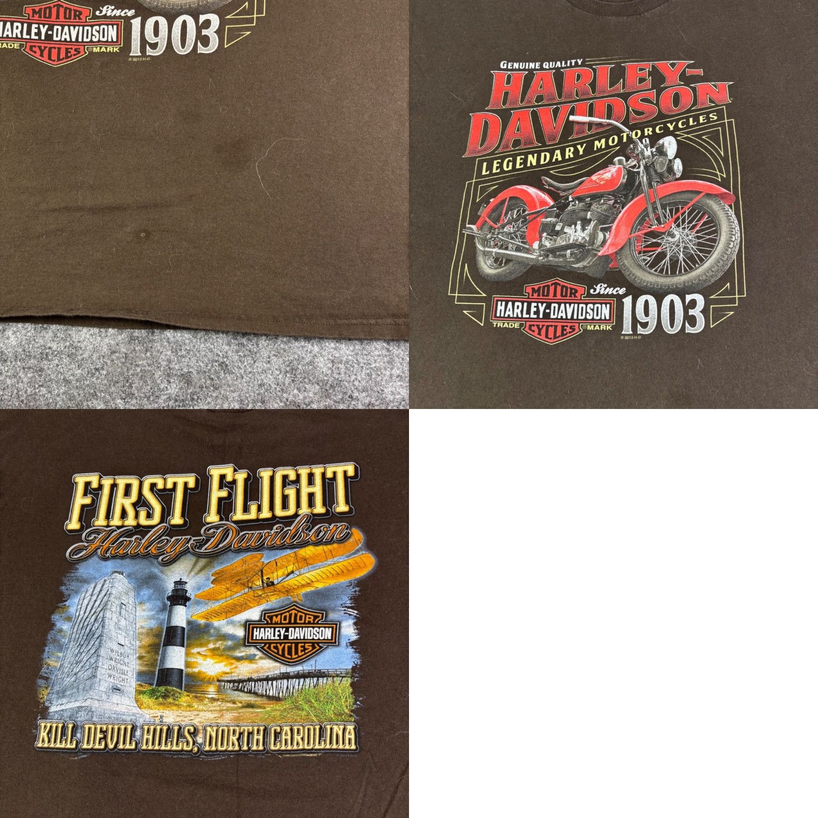 Harley Davidson Harley-Davidson T Shirt Mens Large Brown Kill Devil Hills NC First Flight 1903 Size US L / EU 52-54 / 3 - 8 Thumbnail