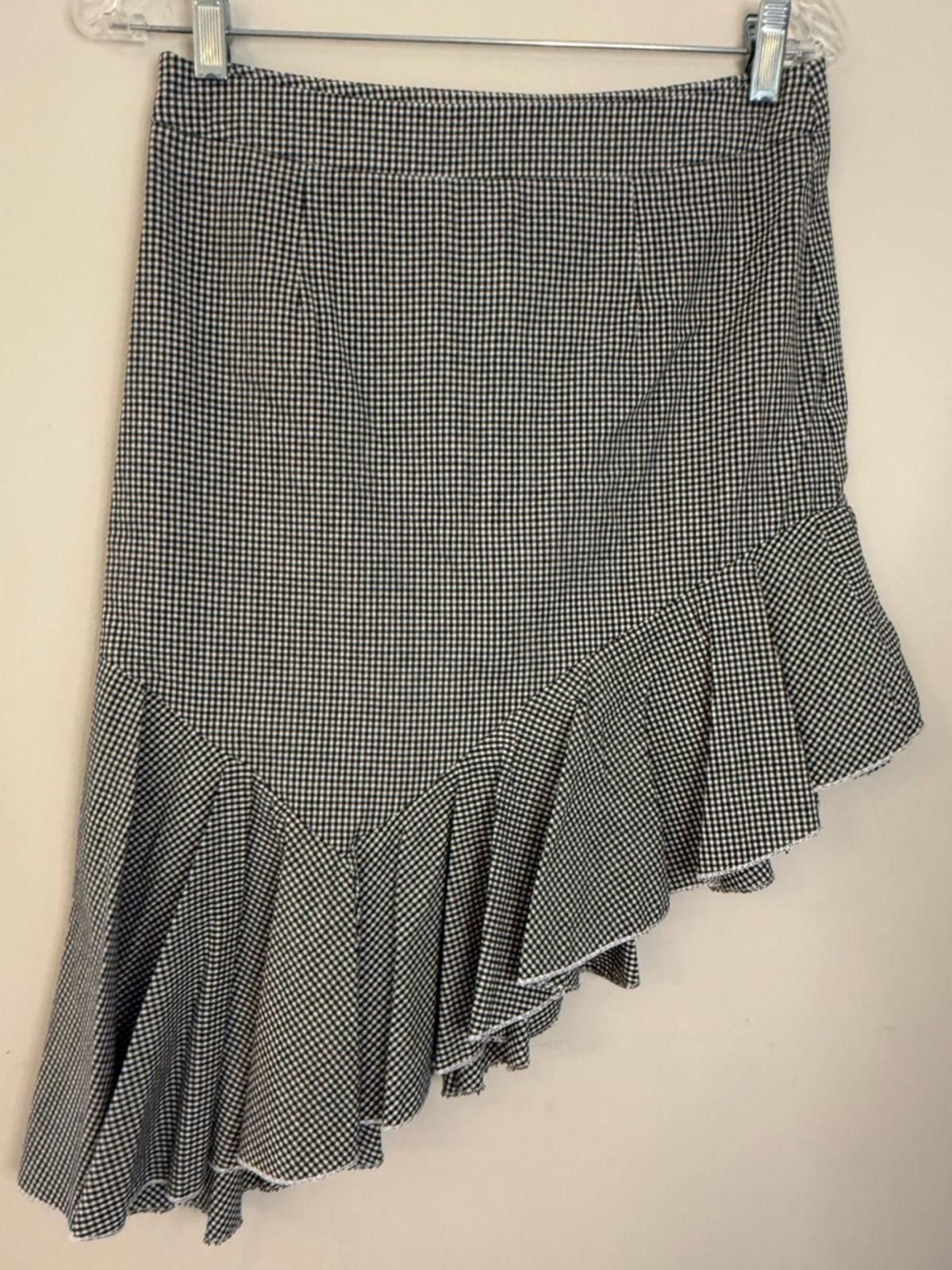 Polo Ralph Lauren POL black & white checkered dramatic asymmetrical skirt SM Size 28" / US 6 / IT 42 - 1 Thumbnail