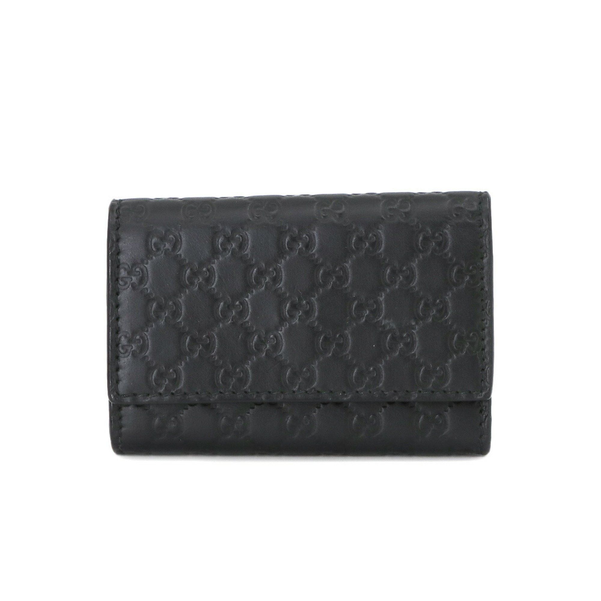 image of Gucci Micro Guccissima 6-Ring Key Case Leather Black 150402 Silver Metal Fittings, Women's