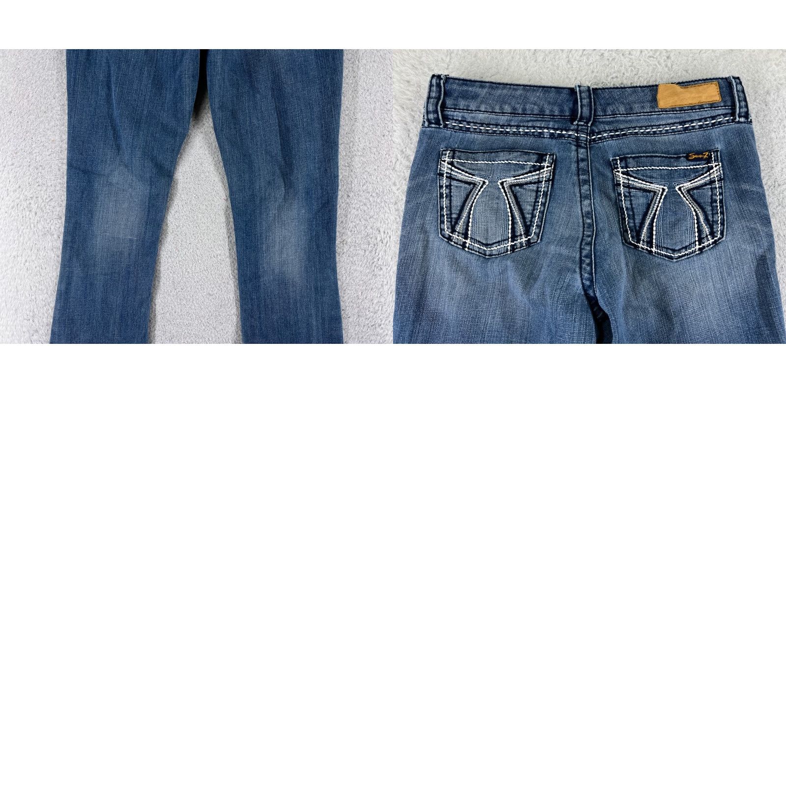 Vintage Seven7 Jeans Women 8 Blue Denim Slim Flared 30x30 Cotton Embroidered Pocket 5-Pocket Low Rise Regular Vintage No N/A Size 32" / US 10 / IT 46 - 10 Thumbnail