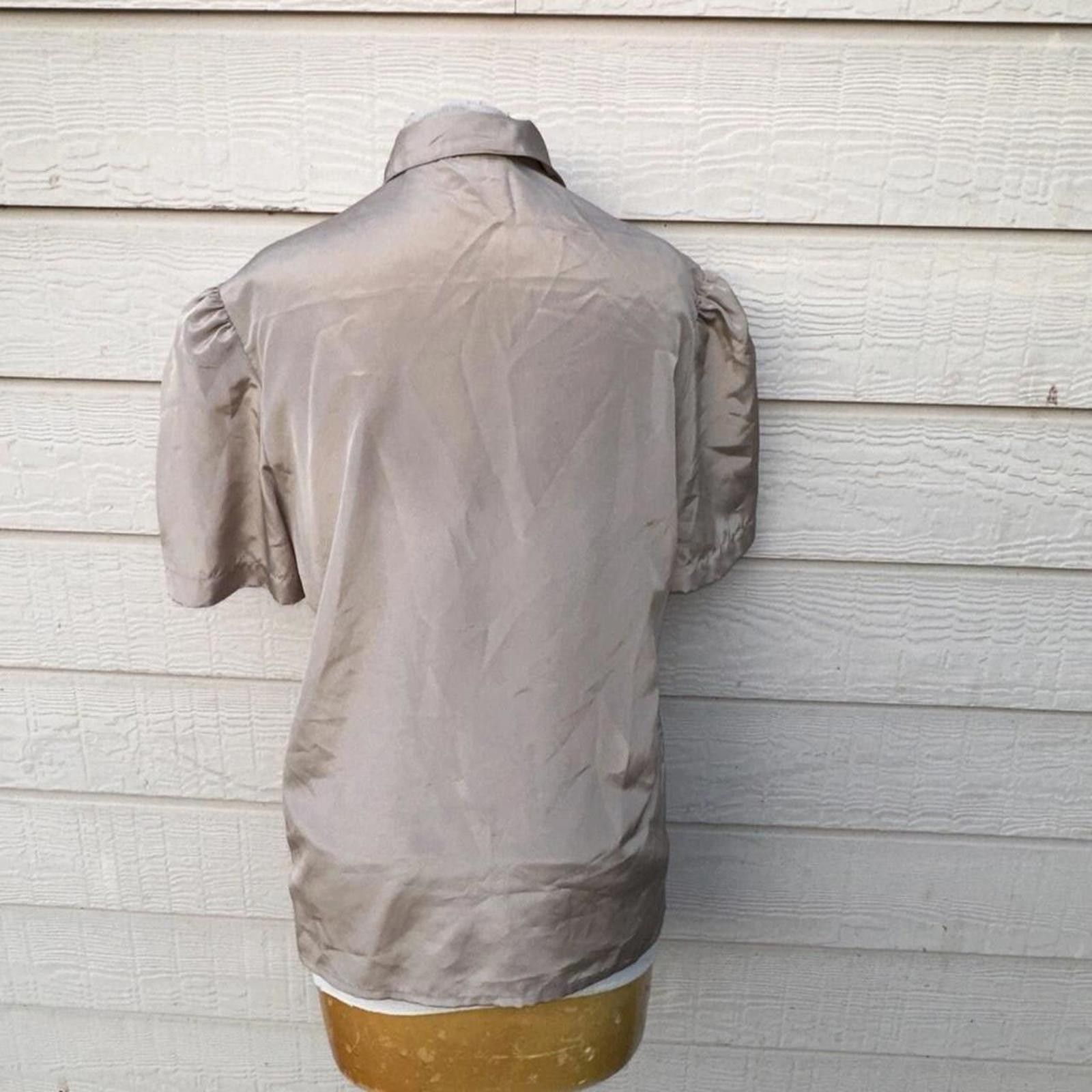 Other Laura Scott Brown Button Front Short Sleeve Blouse Medium Size S / US 4 / IT 40 - 2 Thumbnail