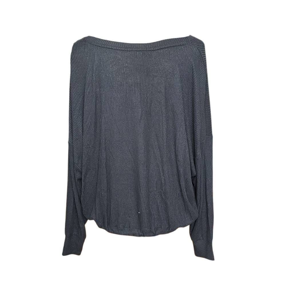 Express Express Women's Size Large Black Ribbed Tie Bottom Long Slee Size L / US 10 / IT 46 - 4 Thumbnail