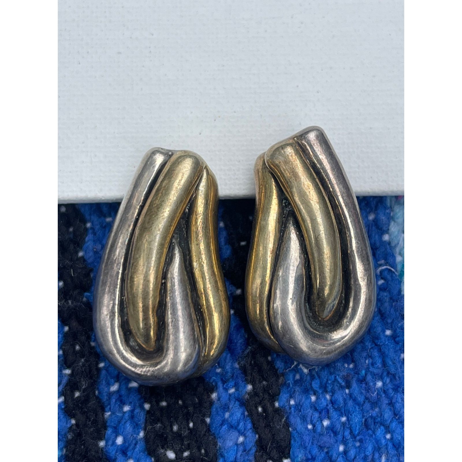 Vintage Modernist Bat Ami Israel Signed Earrings Sterling Silver Size ONE SIZE - 2 Thumbnail